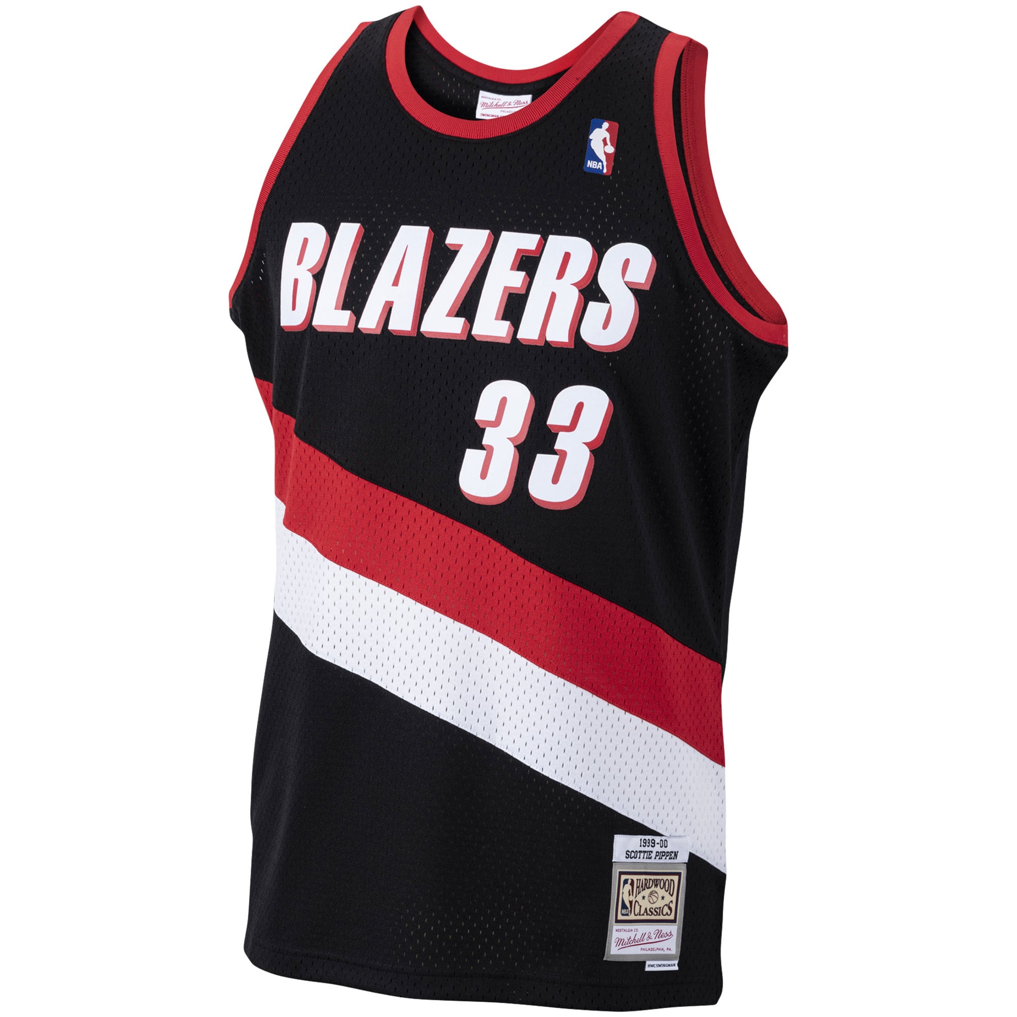 Alternative view of Men's Mitchell & Ness Scottie Pippen Black Portland Trail Blazers 1999-00 Hardwood Classics Swingman Jersey - JS728 