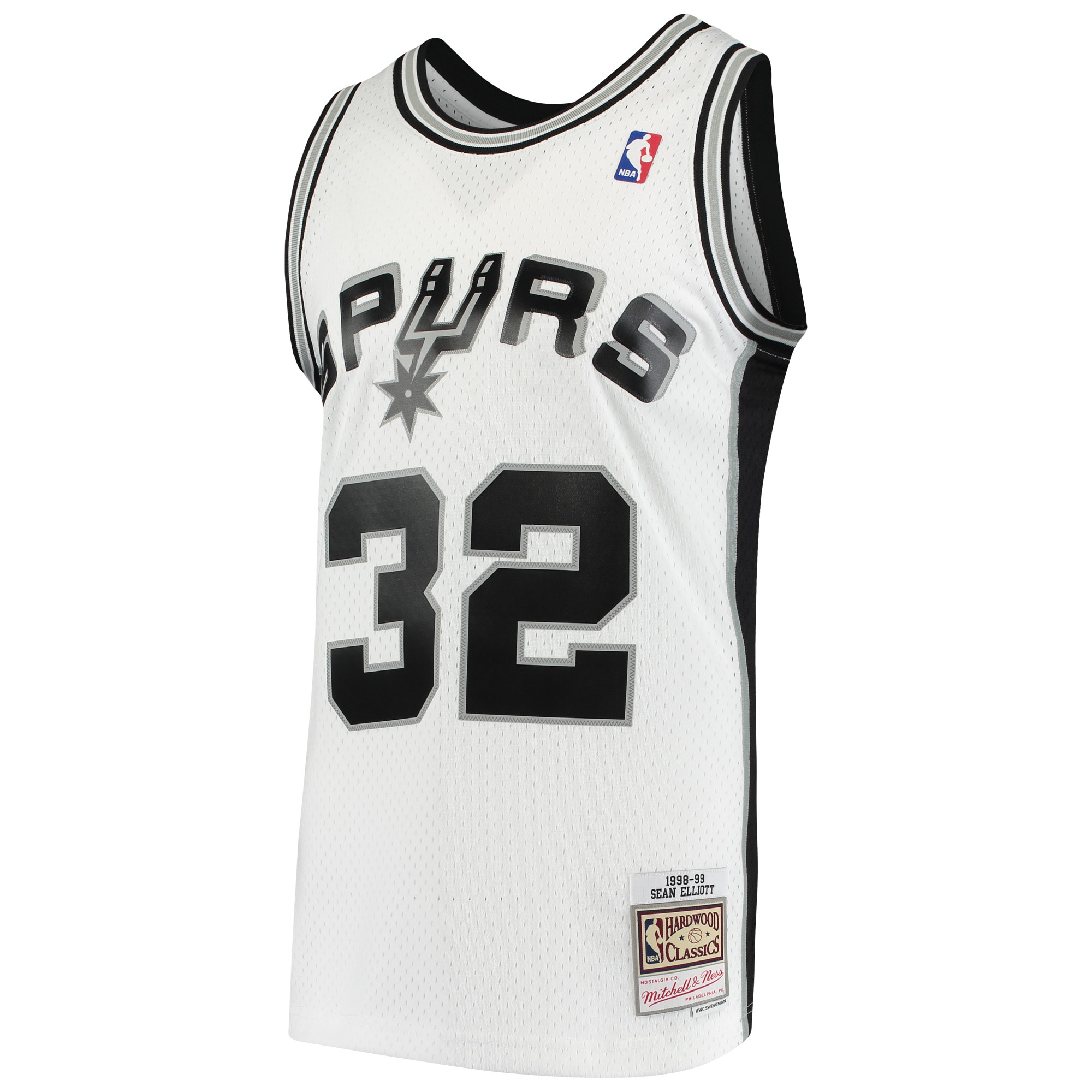 Alternative view of Men's Mitchell & Ness Sean Elliott White San Antonio Spurs 1998-99 Hardwood Classics Swingman Jersey - JS248 
