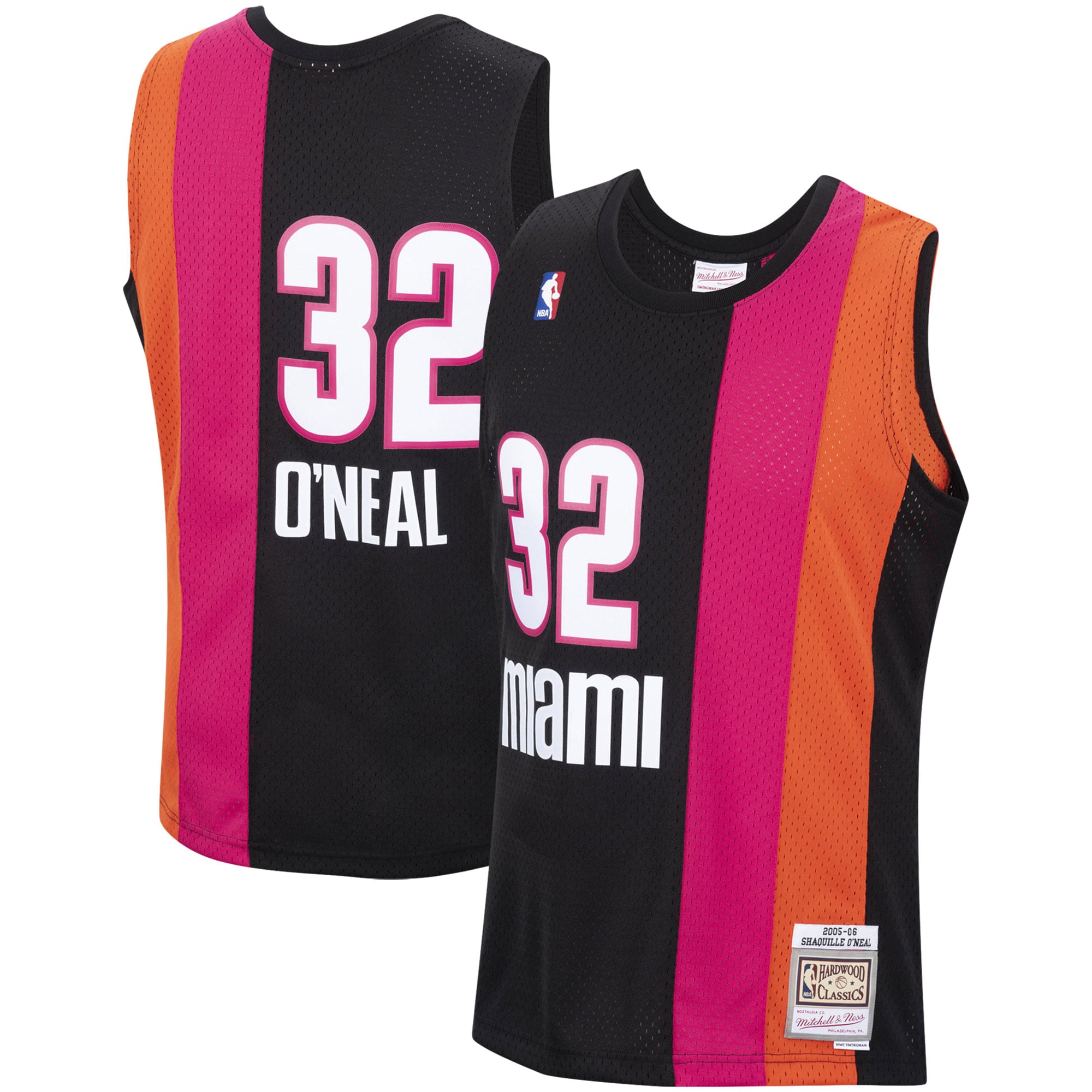 Men's Mitchell & Ness Shaquille O'Neal Black Miami Heat 2005-06 Hardwood Classics Swingman Jersey - JS809 