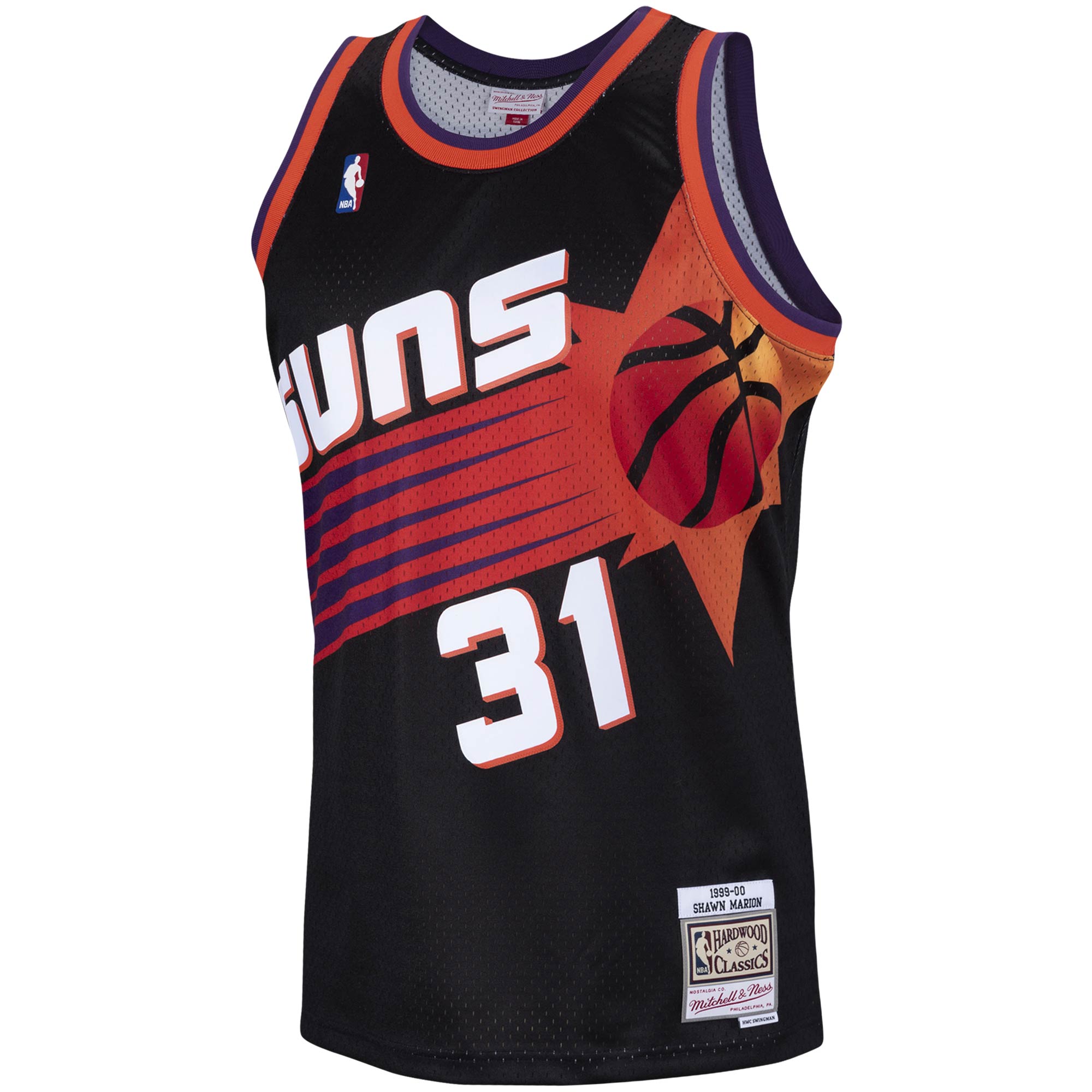 Alternative view of Men's Mitchell & Ness Shawn Marion Black Phoenix Suns 1999-2000 Hardwood Classics Swingman Player Jersey - JS222 