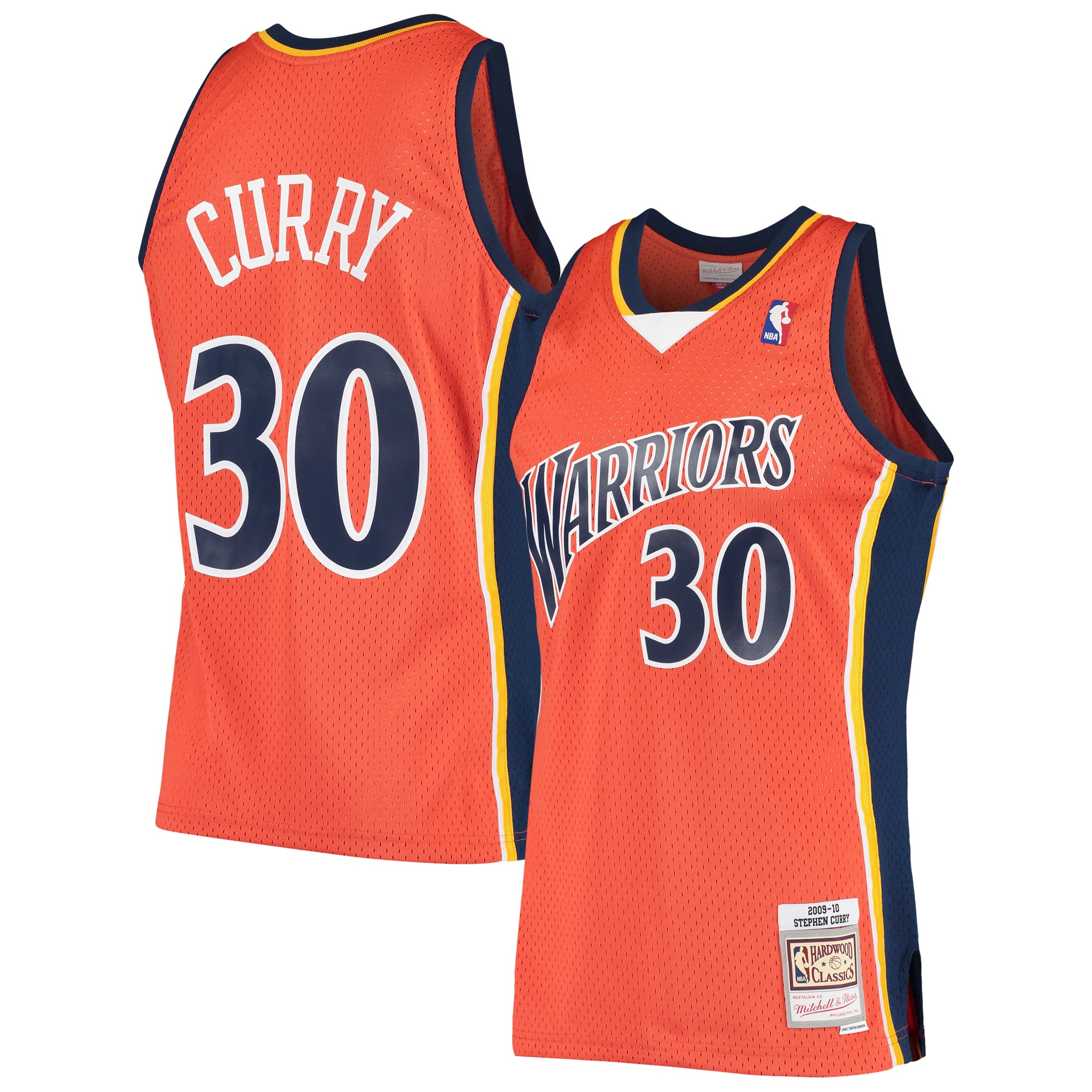 Men's Mitchell & Ness Stephen Curry Orange Golden State Warriors 2009/10 Hardwood Classics Swingman Jersey
