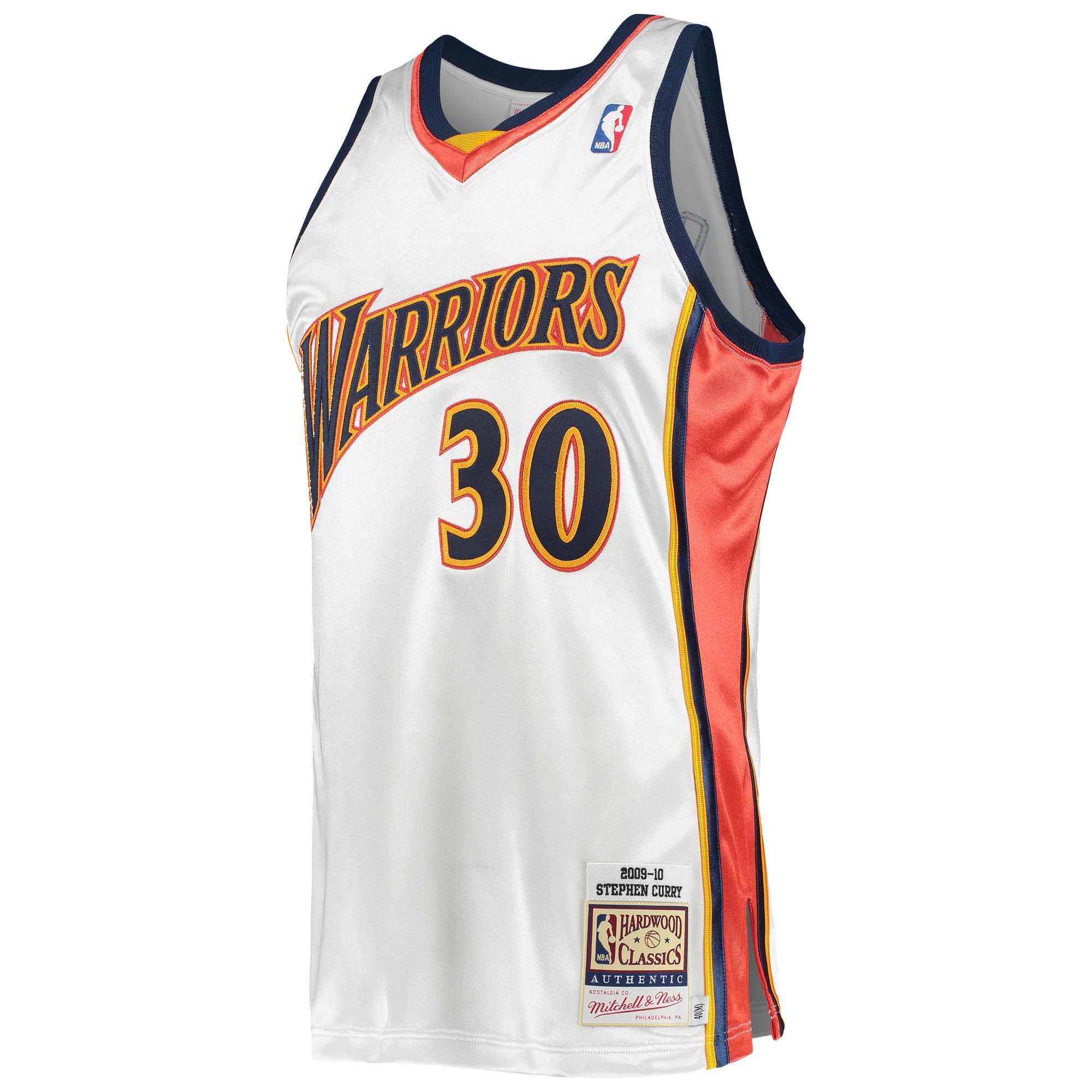 Alternative view of Men's Mitchell & Ness Stephen Curry White Golden State Warriors 2009/10 Hardwood Classics Jersey - JS295 