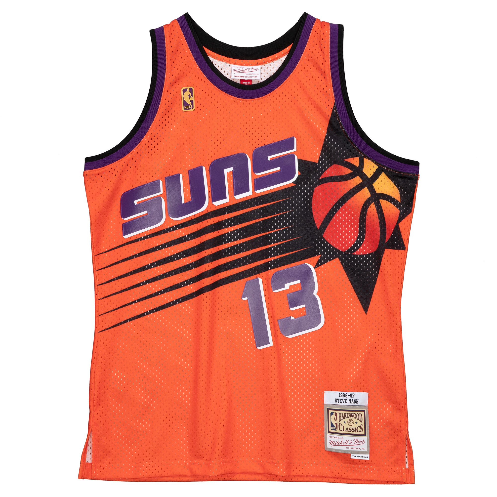 Alternative view of Men's Mitchell & Ness Steve Nash Orange Phoenix Suns 1996-97 Hardwood Classics Reload 2.0 Swingman Jersey - JS969 
