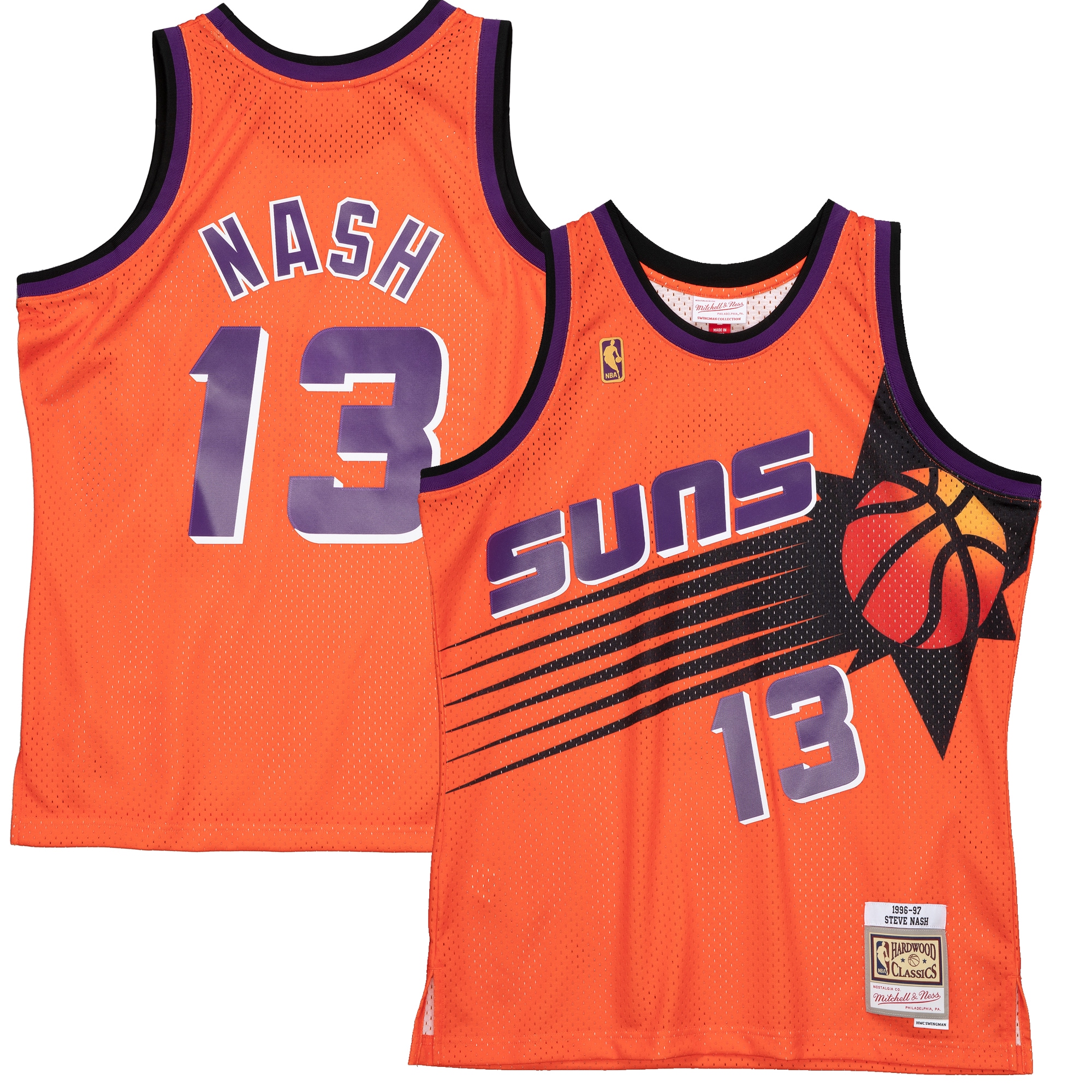 Men's Mitchell & Ness Steve Nash Orange Phoenix Suns 1996-97 Hardwood Classics Reload 2.0 Swingman Jersey - JS969 