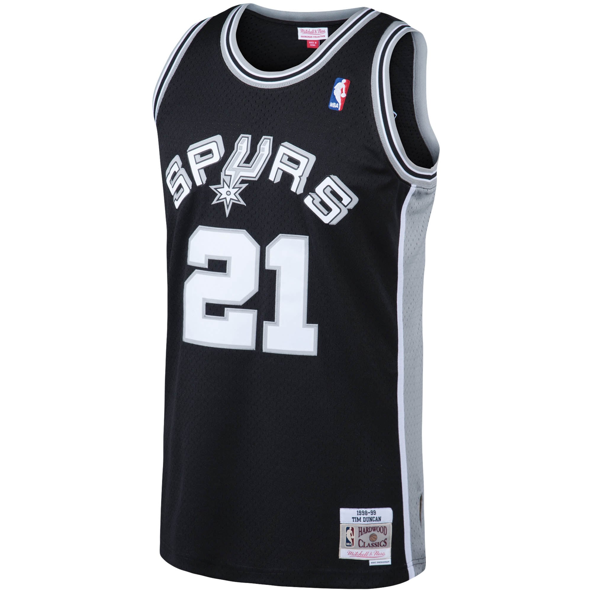 Alternative view of Men's Mitchell & Ness Tim Duncan Black San Antonio Spurs Big & Tall Hardwood Classics Jersey - JS566 