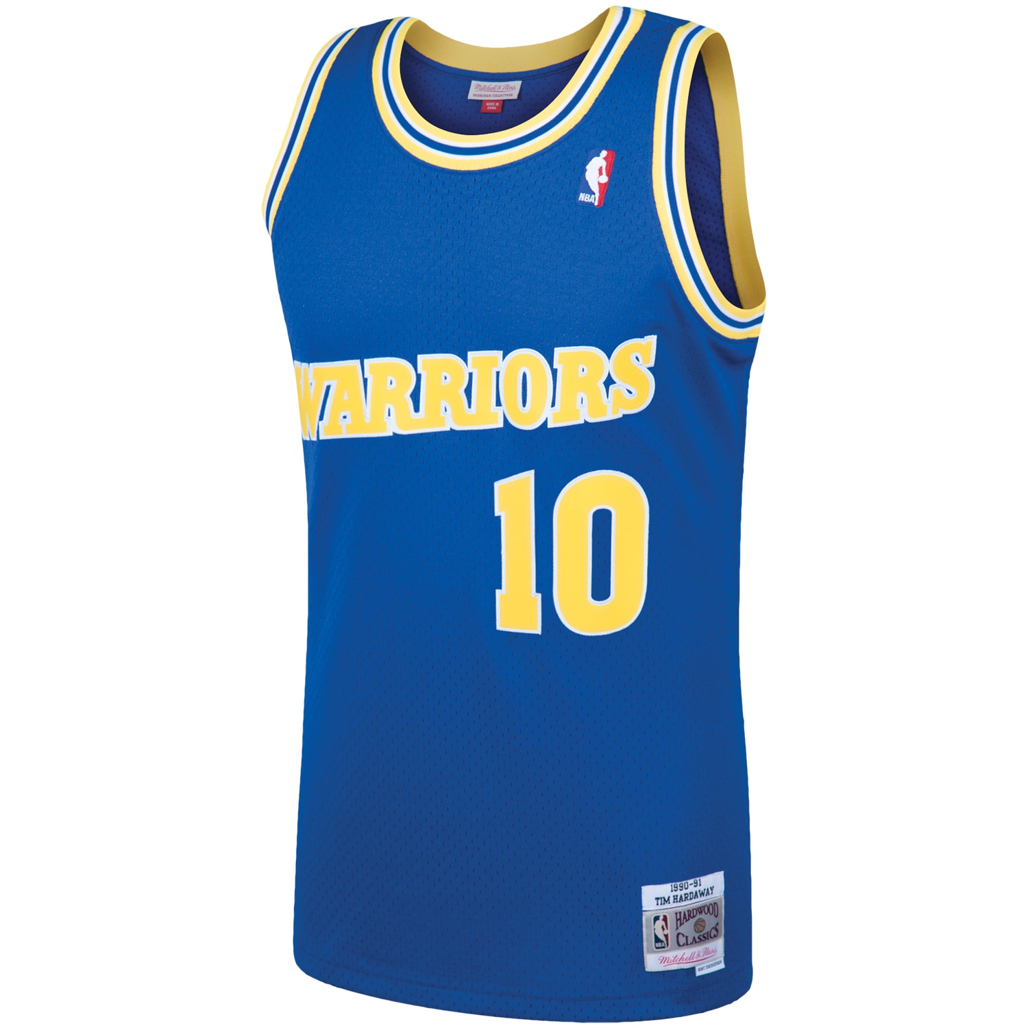 Alternative view of Men's Mitchell & Ness Tim Hardaway Royal Golden State Warriors 1990 Hardwood Classics Swingman Player Jersey - JS598 