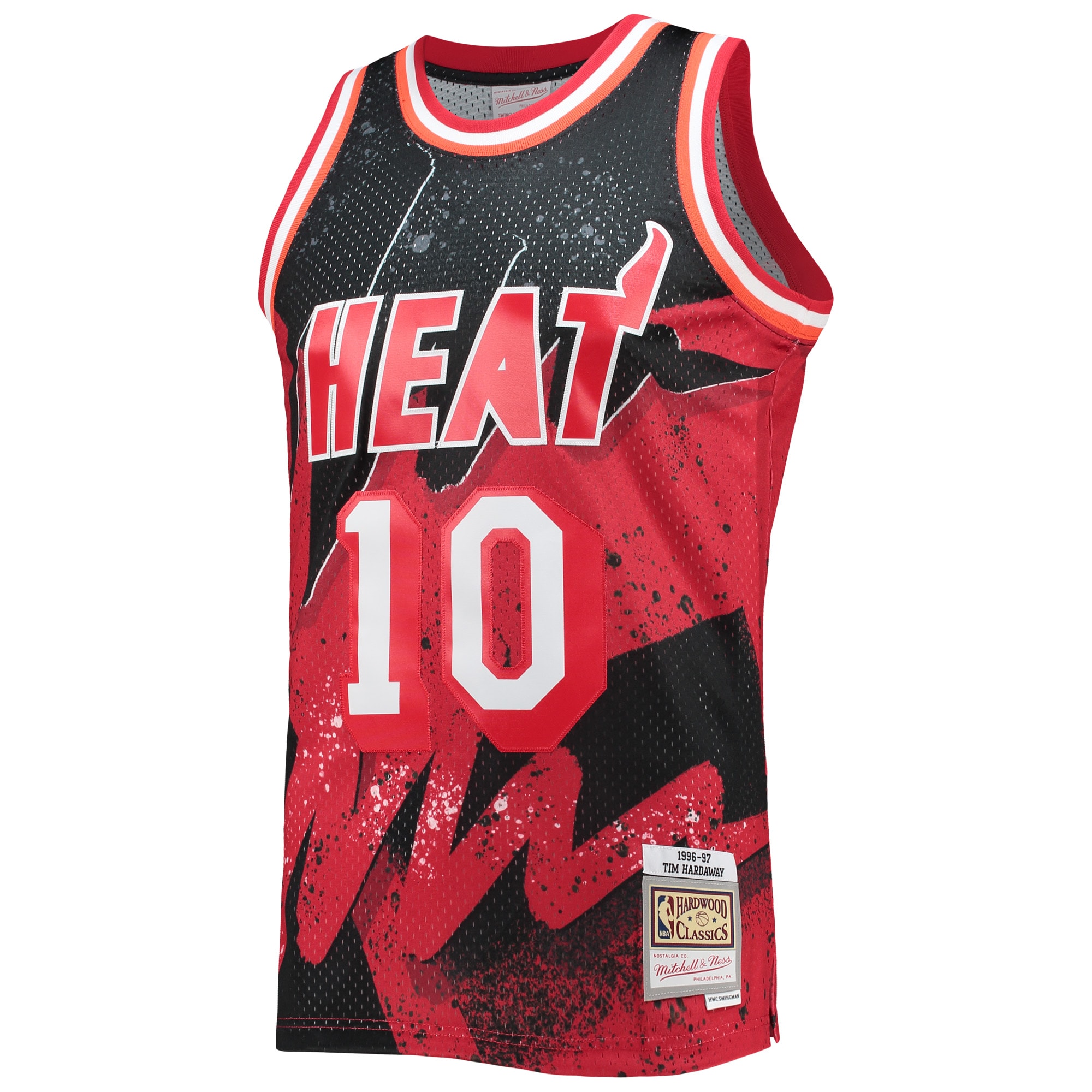 Alternative view of Men's Mitchell & Ness Tim Hardaway Scarlet Miami Heat Hardwood Classics 1996/97 Hyper Hoops Swingman Jersey - JS387 