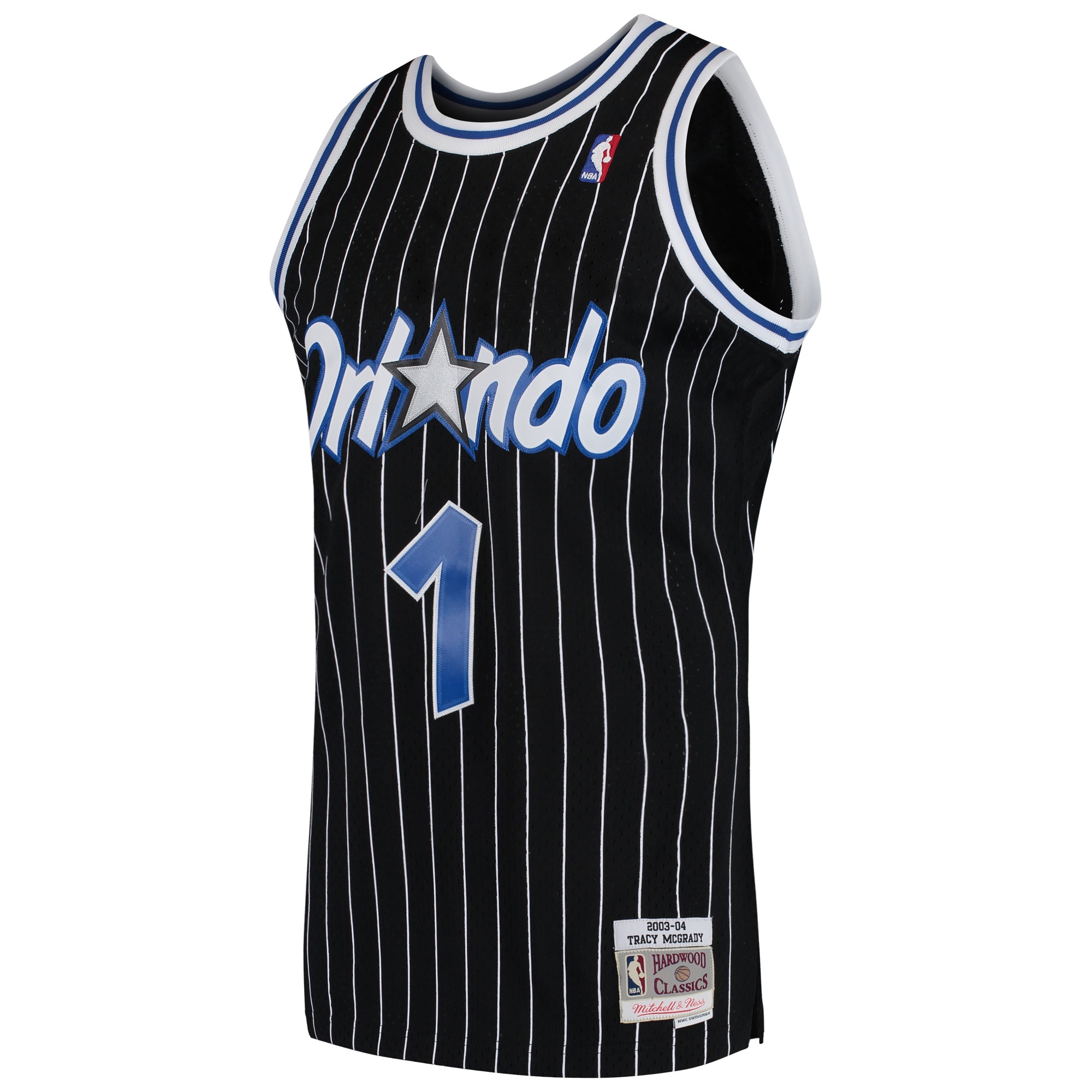 Alternative view of Men's Mitchell & Ness Tracy McGrady Black Orlando Magic 2003-04 Hardwood Classics Swingman Jersey - JS856 