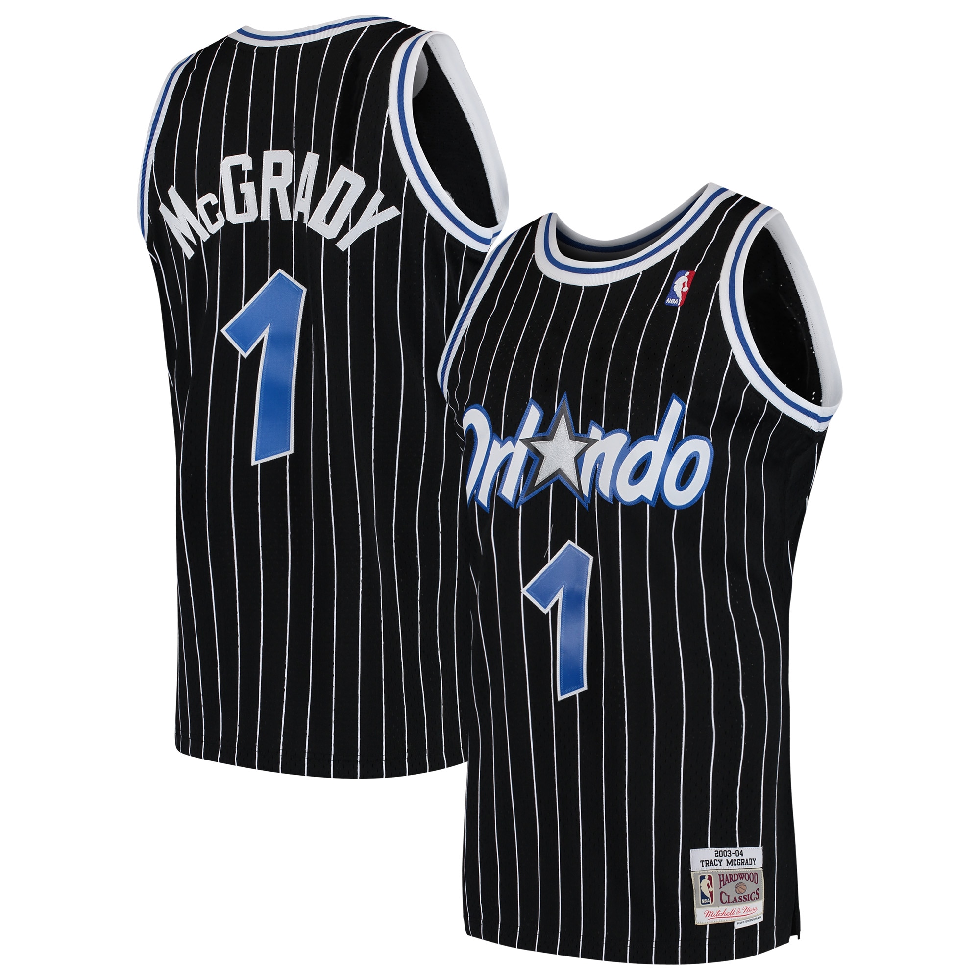 Men's Mitchell & Ness Tracy McGrady Black Orlando Magic 2003-04 Hardwood Classics Swingman Jersey - JS856 