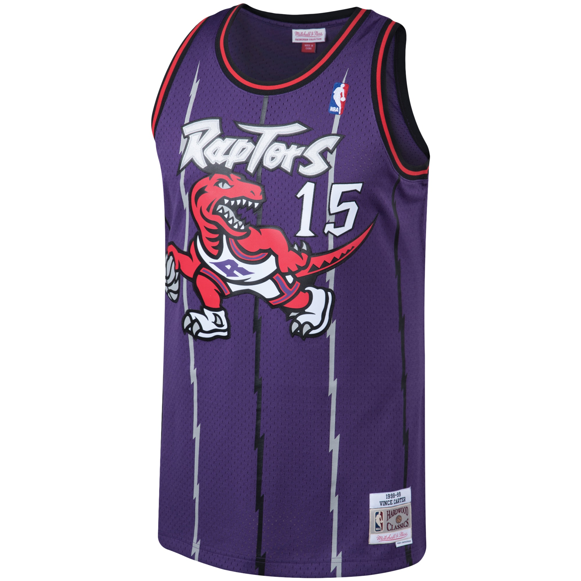 Alternative view of Men's Mitchell & Ness Vince Carter Purple Toronto Raptors Big & Tall Hardwood Classics Jersey - JS172 
