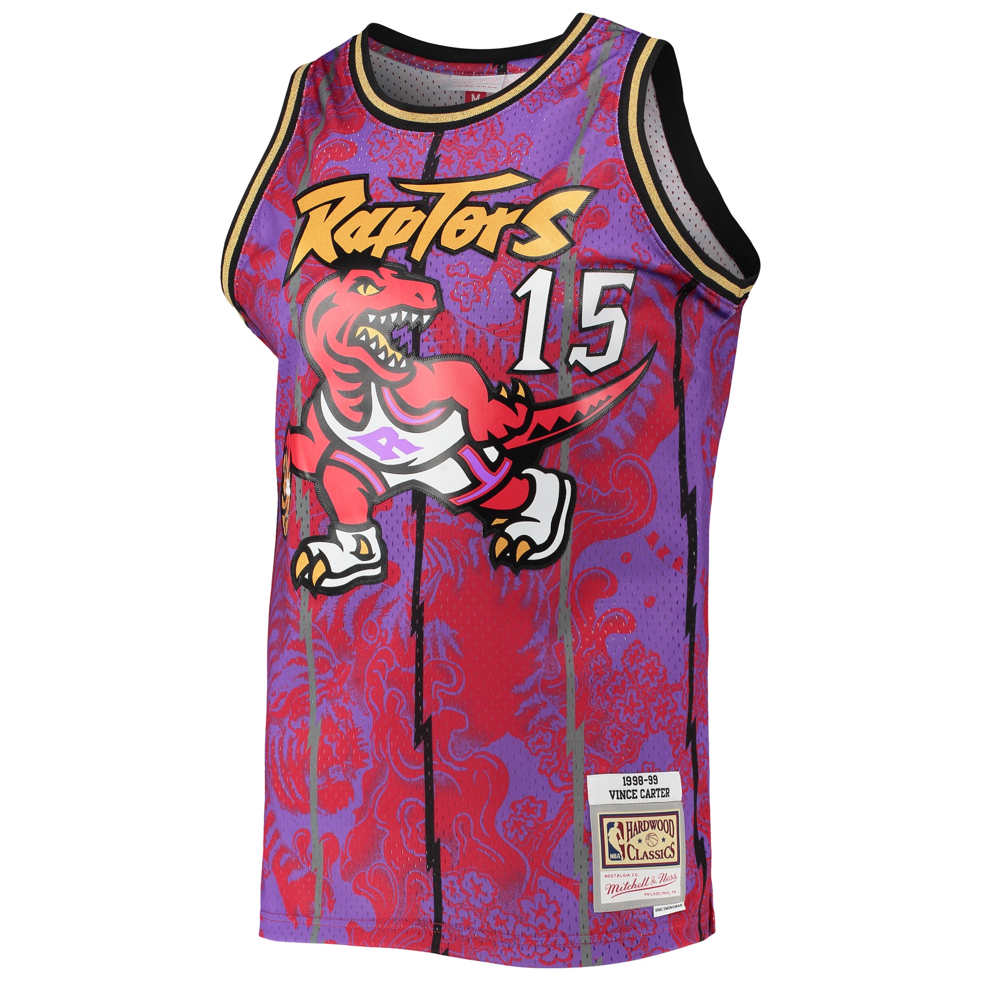 Alternative view of Men's Mitchell & Ness Vince Carter Purple Toronto Raptors Hardwood Classics 1998/99 Lunar New Year Swingman Jersey - JS156 