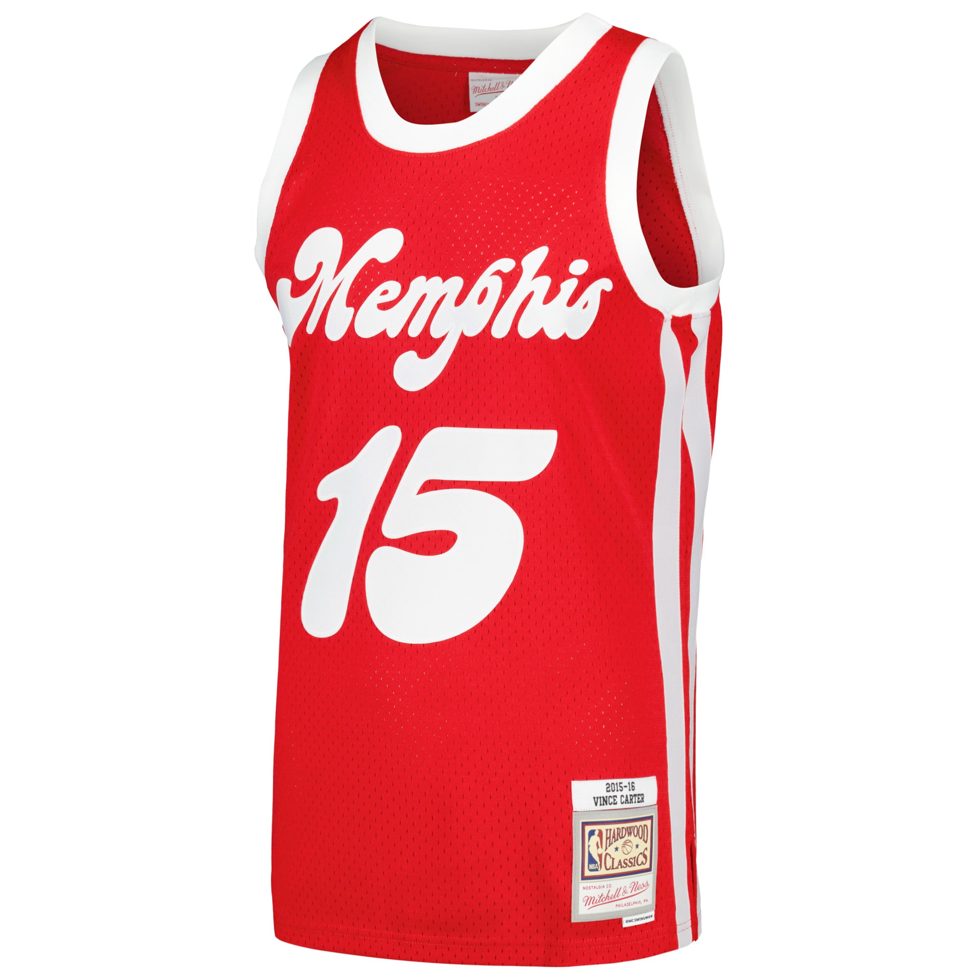 Alternative view of Men's Mitchell & Ness Vince Carter Red Memphis Grizzlies 2015/16 Hardwood Classics Swingman Jersey - JS190 