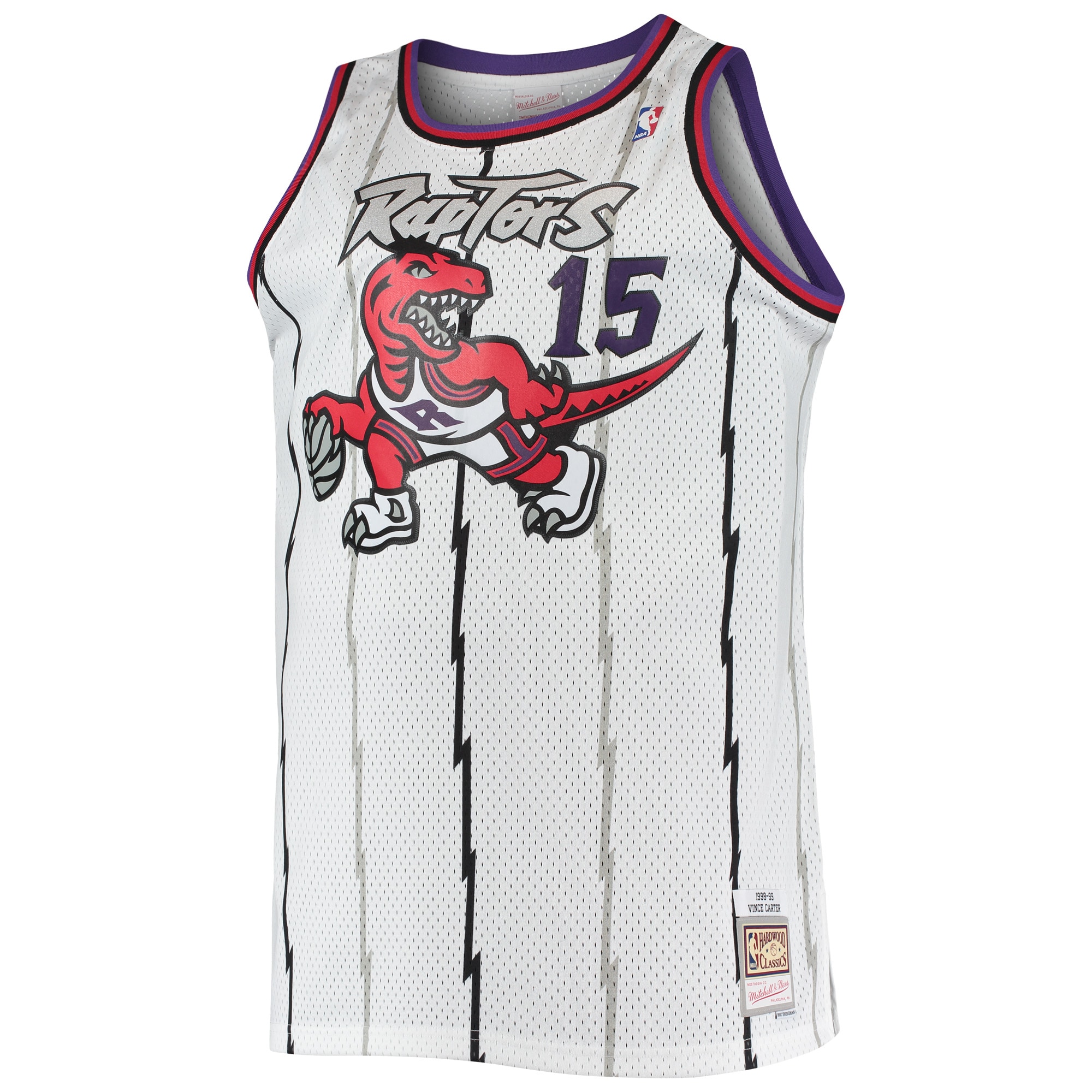 Alternative view of Men's Mitchell & Ness Vince Carter White Toronto Raptors 1998/99 Big & Tall Hardwood Classics Swingman Jersey - JS675 