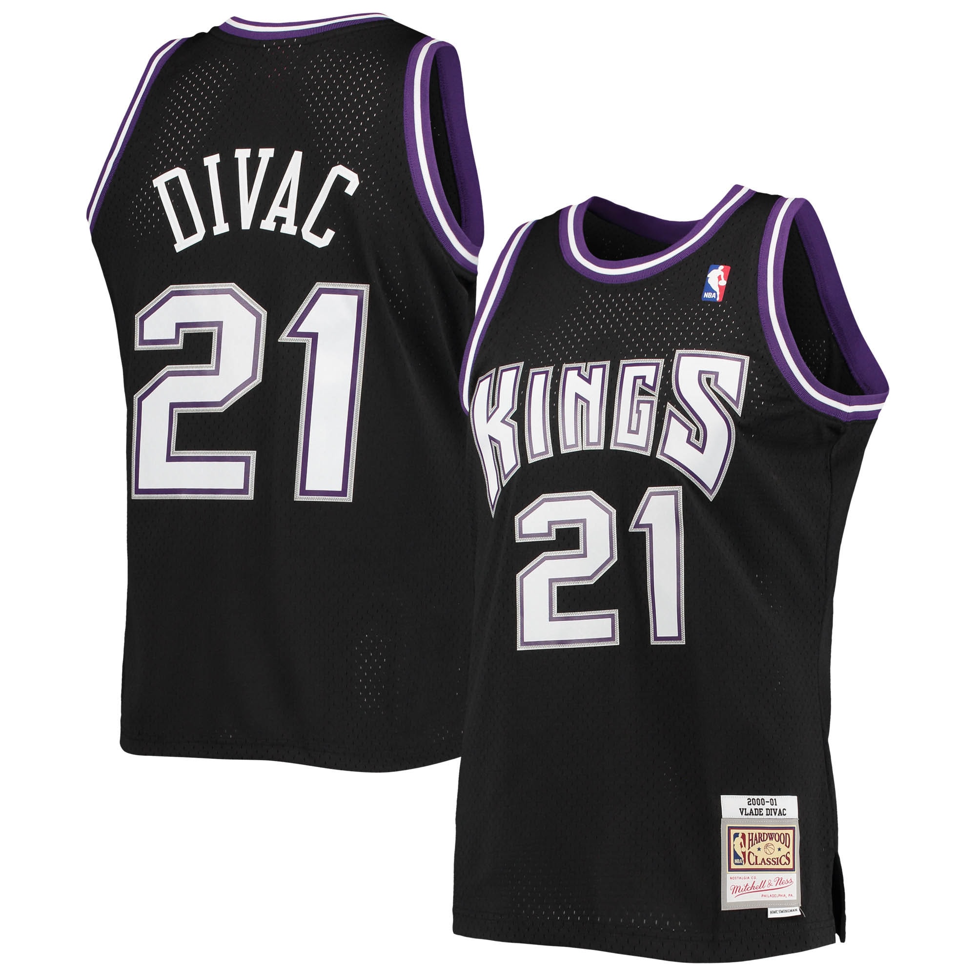 Men's Mitchell & Ness Vlade Divac Black Sacramento Kings 2000/01 Hardwood Classics Swingman Jersey - JS227 
