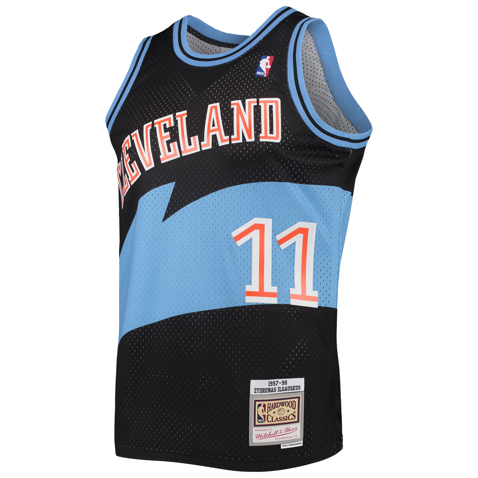 Alternative view of Men's Mitchell & Ness Zydrunas Ilgauskas Black Cleveland Cavaliers Hardwood Classics Swingman Jersey - JS699