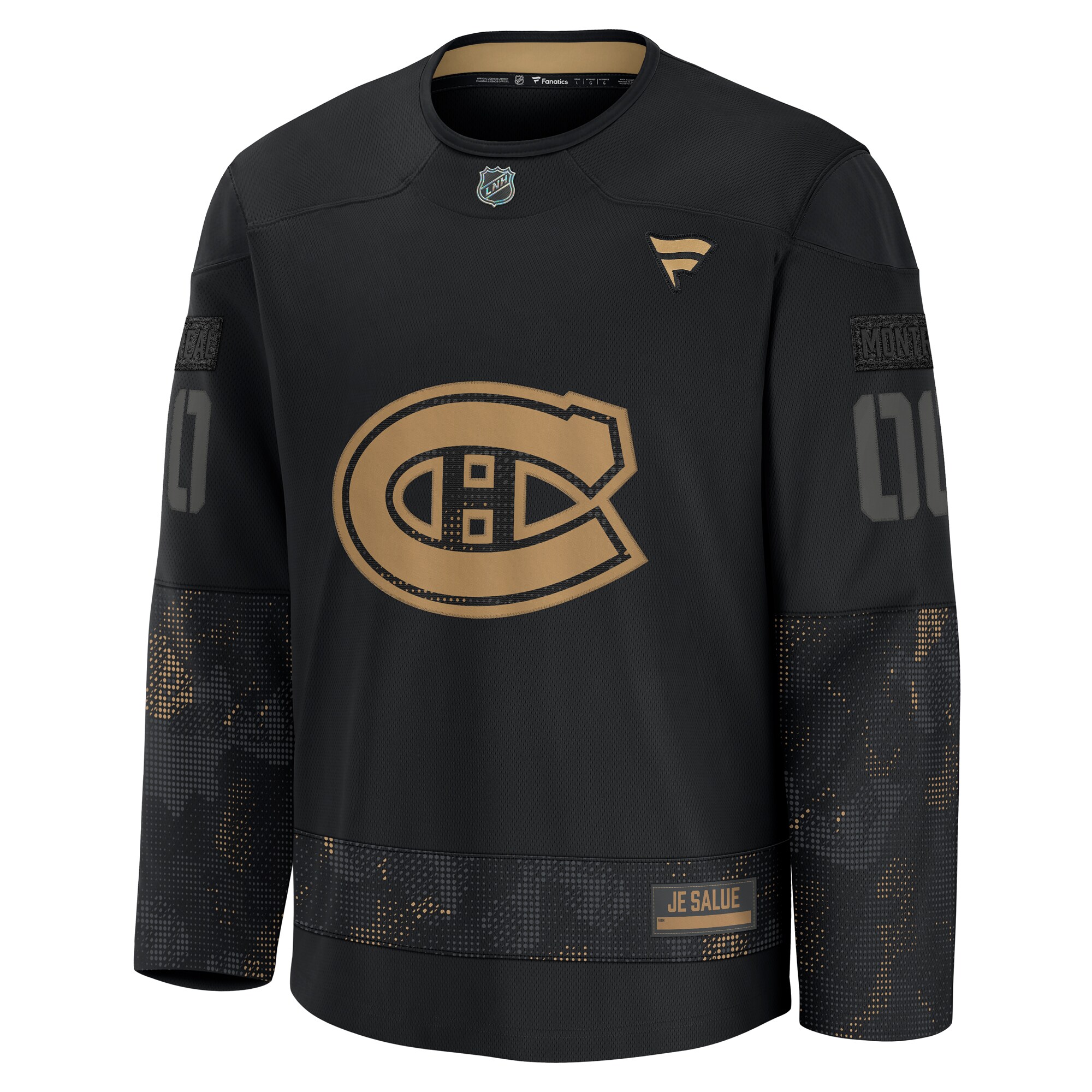 Alternative view of Men's Montreal Canadiens Black 2024 Military Appreciation Custom Practice Jersey - JS375 
