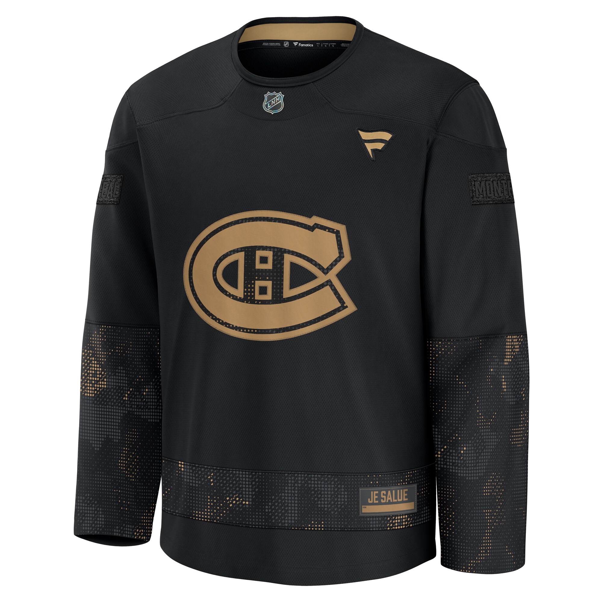 Alternative view of Men's Montreal Canadiens Black 2024 Military Appreciation Practice Jersey - JS910 