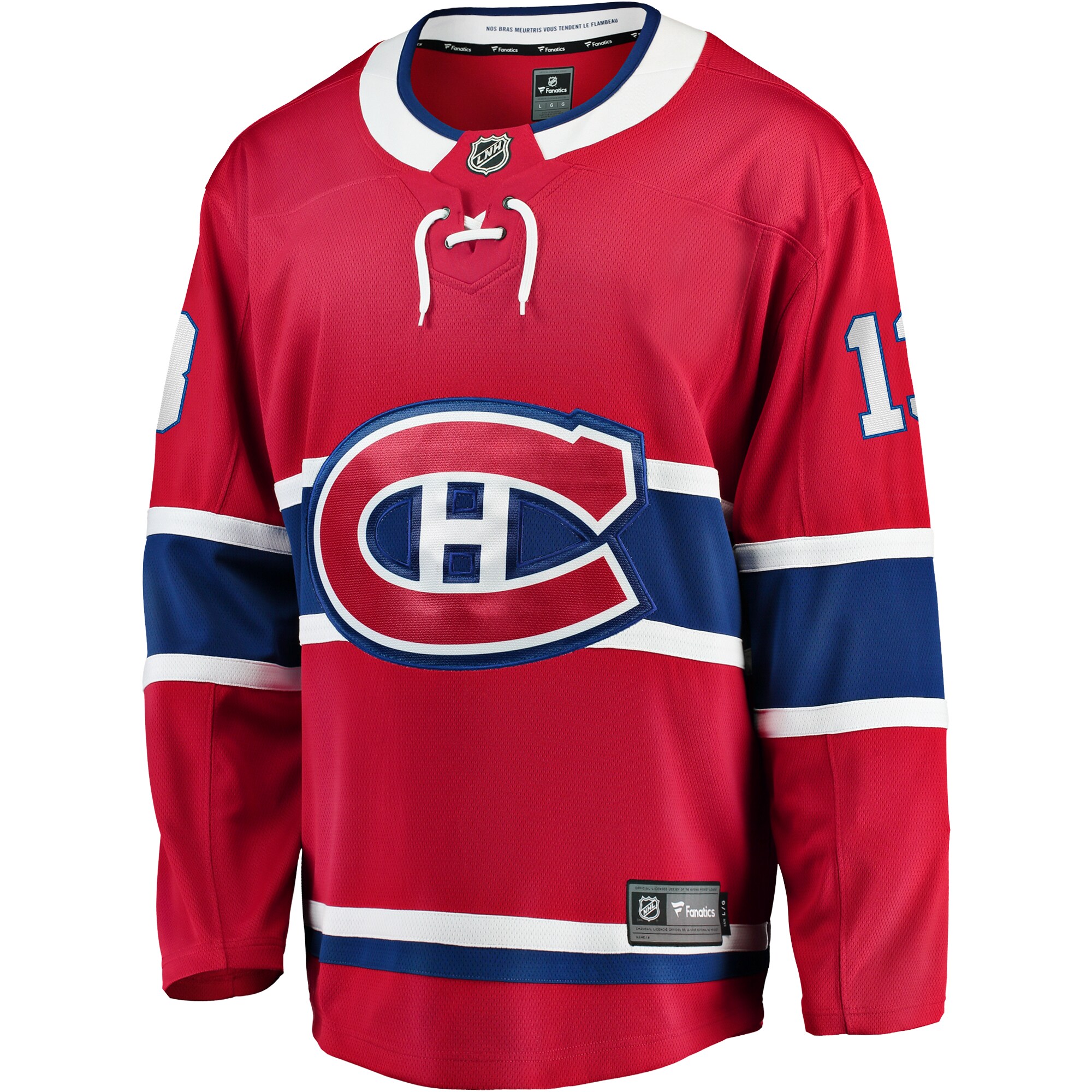 Alternative view of Men's Montreal Canadiens Cole Caufield Red Home Premier Breakaway Player Jersey - JS252 