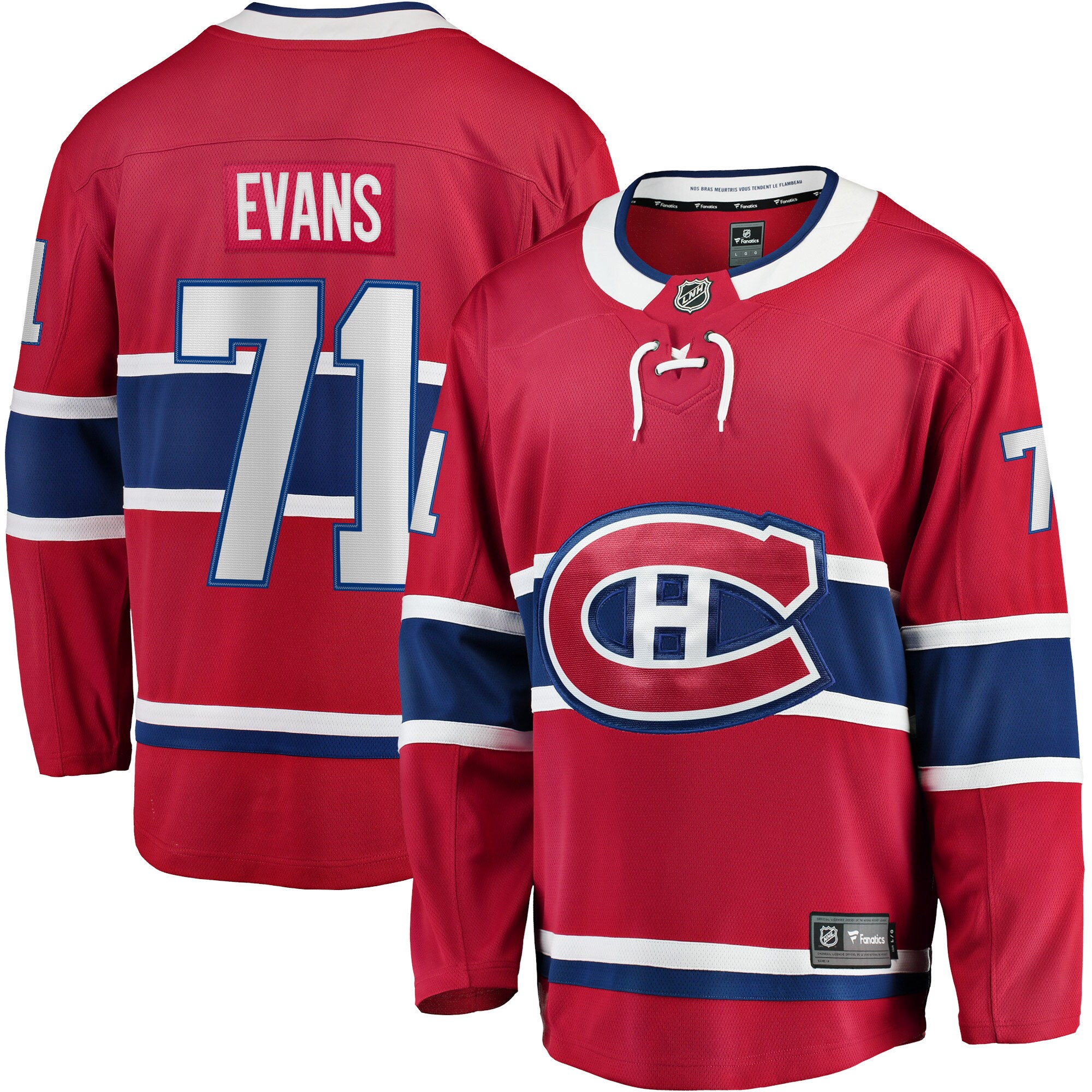 Men's Montreal Canadiens Jake Evans Red Home Breakaway Player Jersey - JS372 