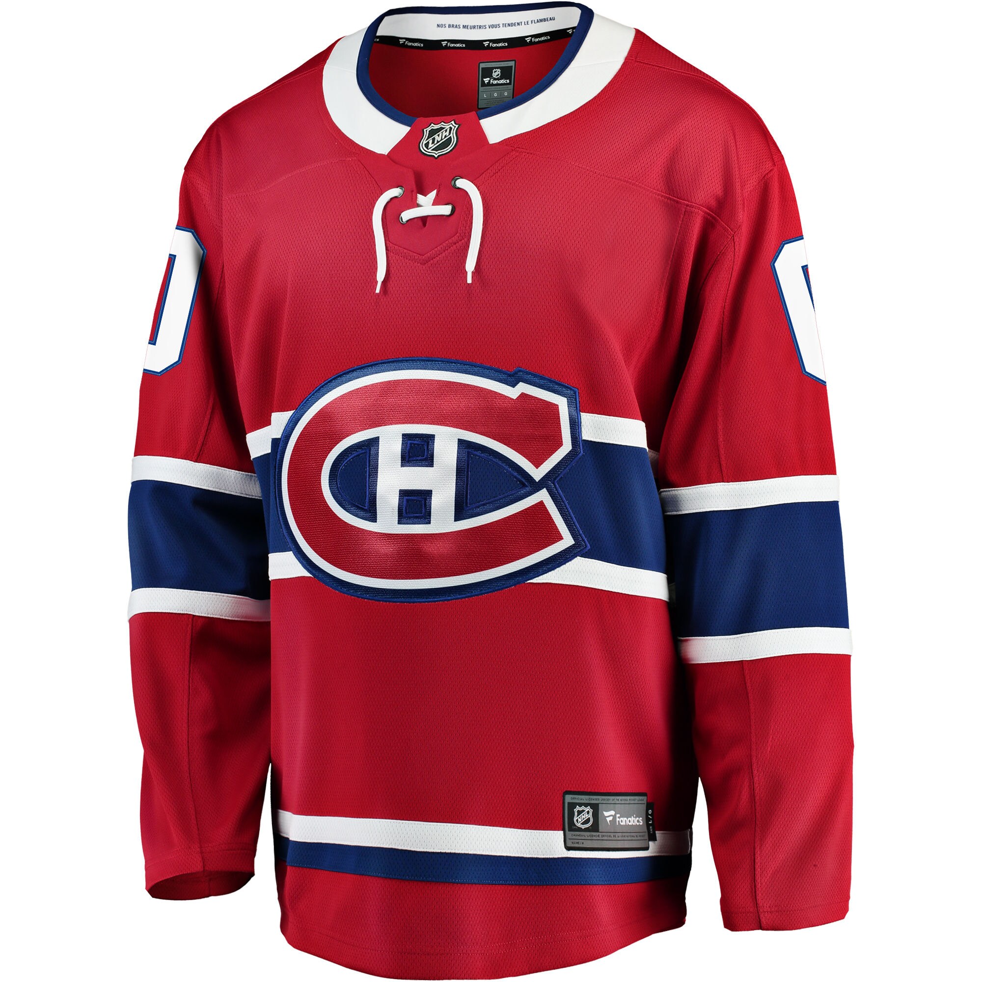 Alternative view of Men's Montreal Canadiens Red Home Breakaway Custom Jersey - JS233 