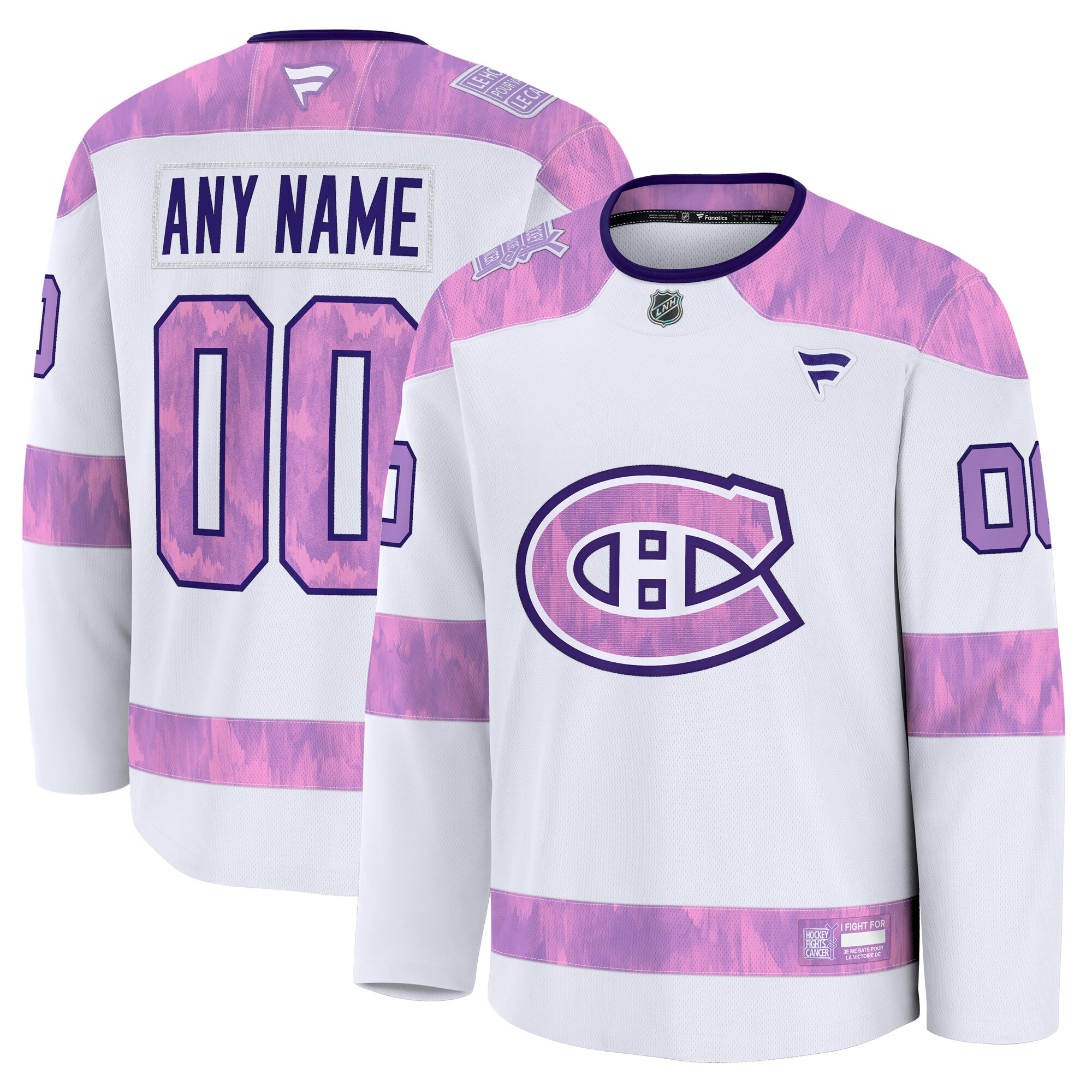 Men's Montreal Canadiens White 2024 Hockey Fights Cancer Custom Practice Jersey - JS799 