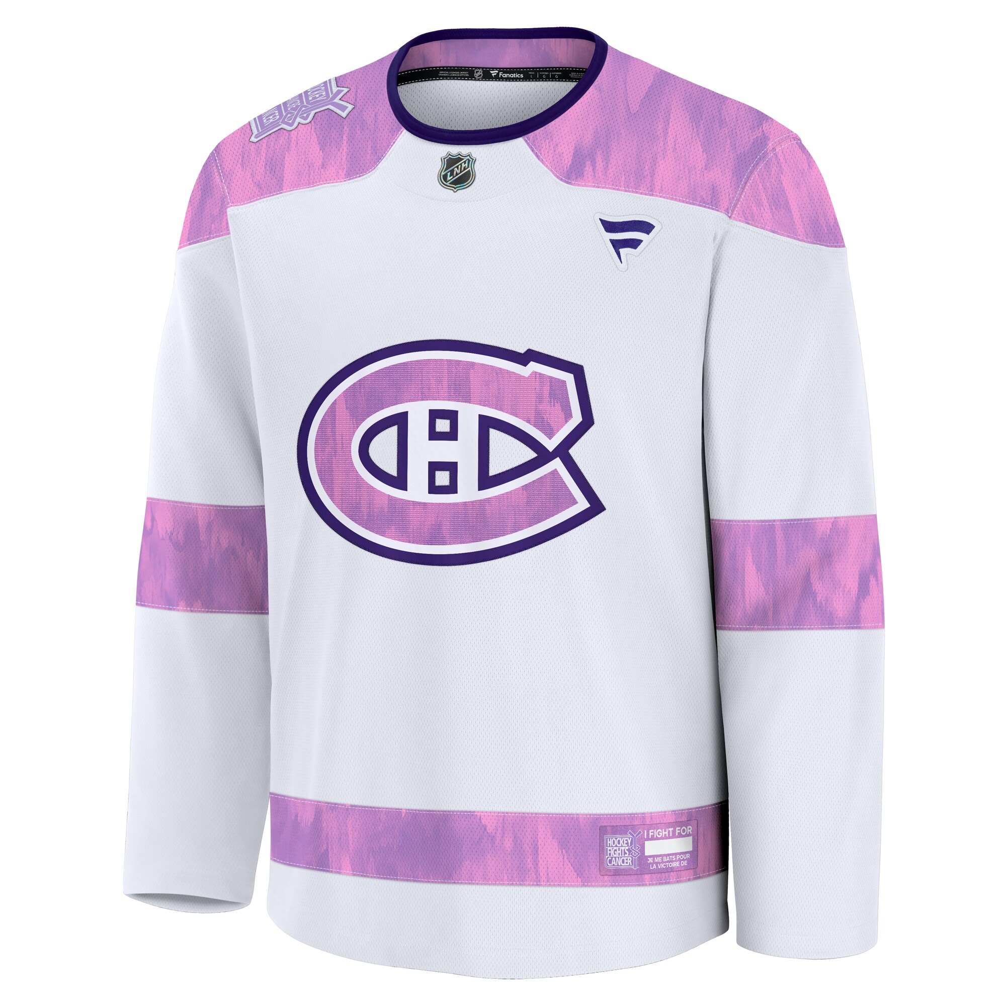 Alternative view of Men's Montreal Canadiens White 2024 Hockey Fights Cancer Practice Jersey - JS999 