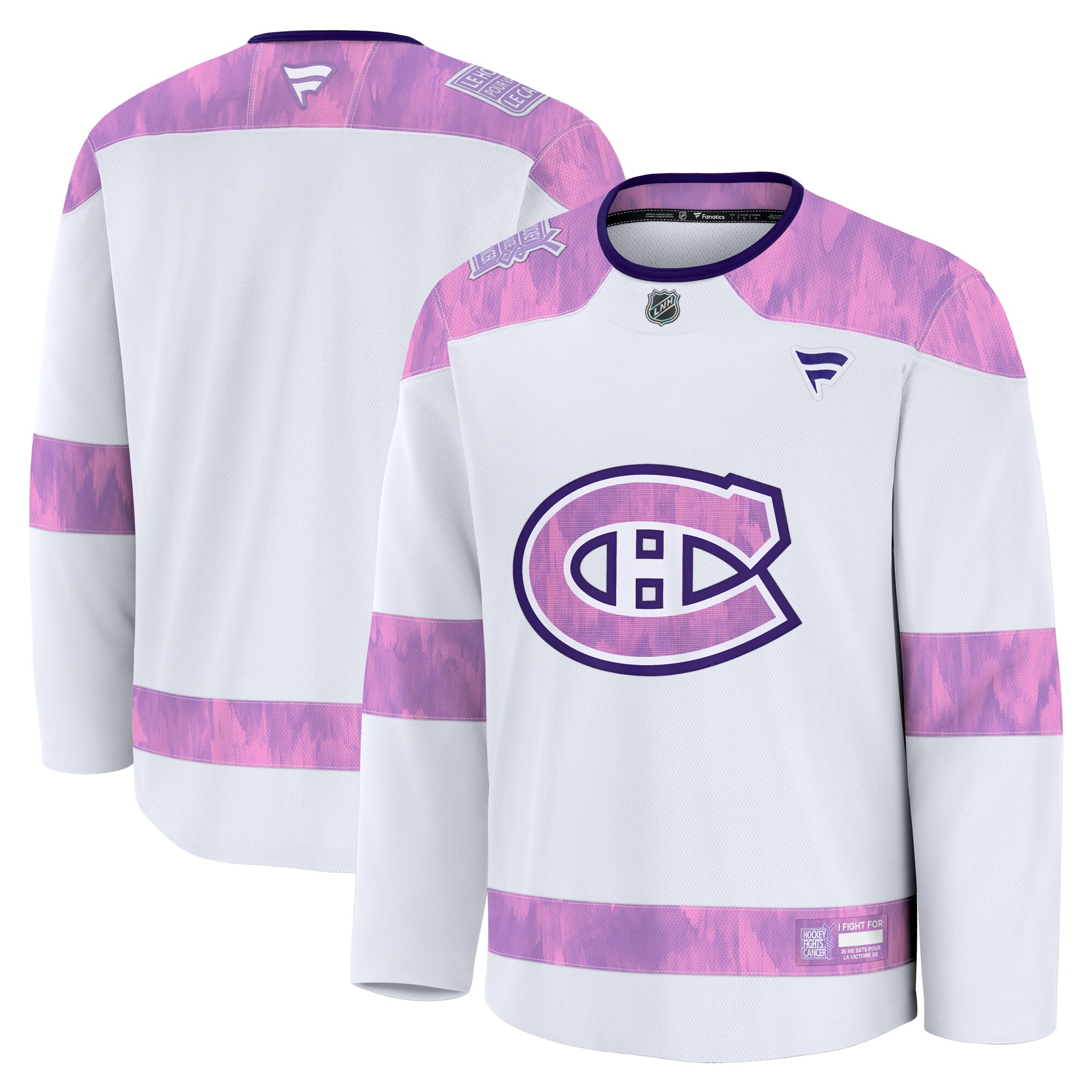 Men's Montreal Canadiens White 2024 Hockey Fights Cancer Practice Jersey - JS999 