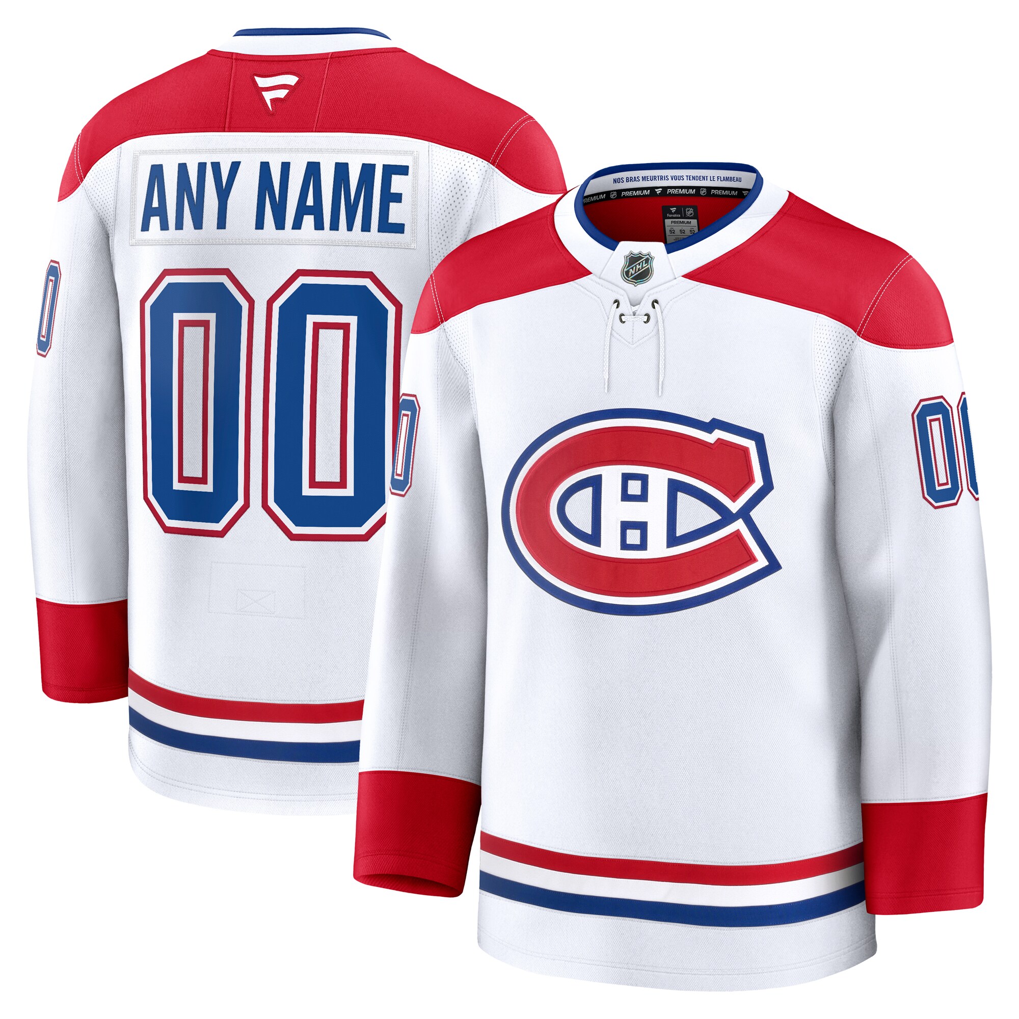 Men's Montreal Canadiens White Away Premium Custom Jersey - JS774 
