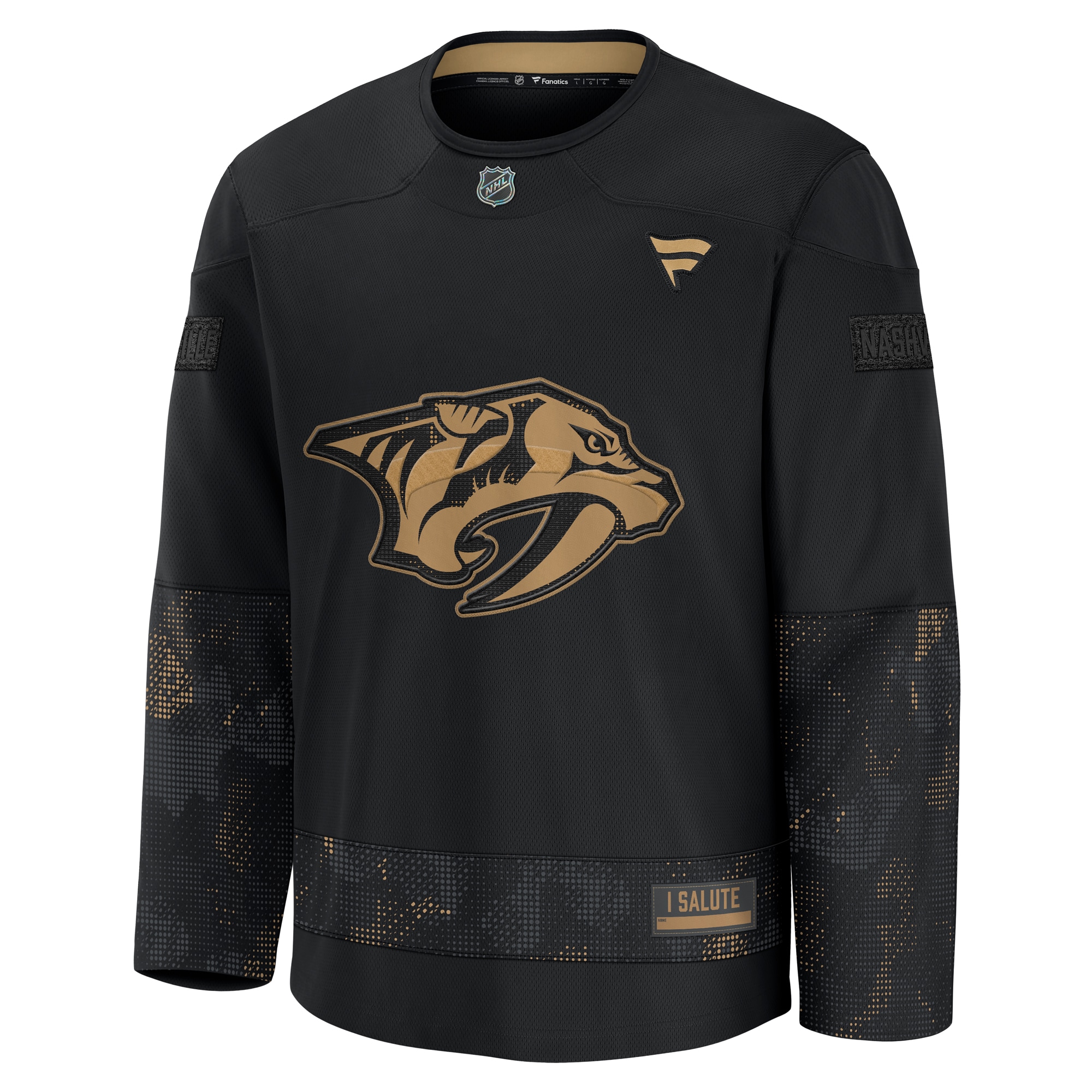 Alternative view of Men's Nashville Predators Black 2024 Military Appreciation Practice Jersey - JS868 