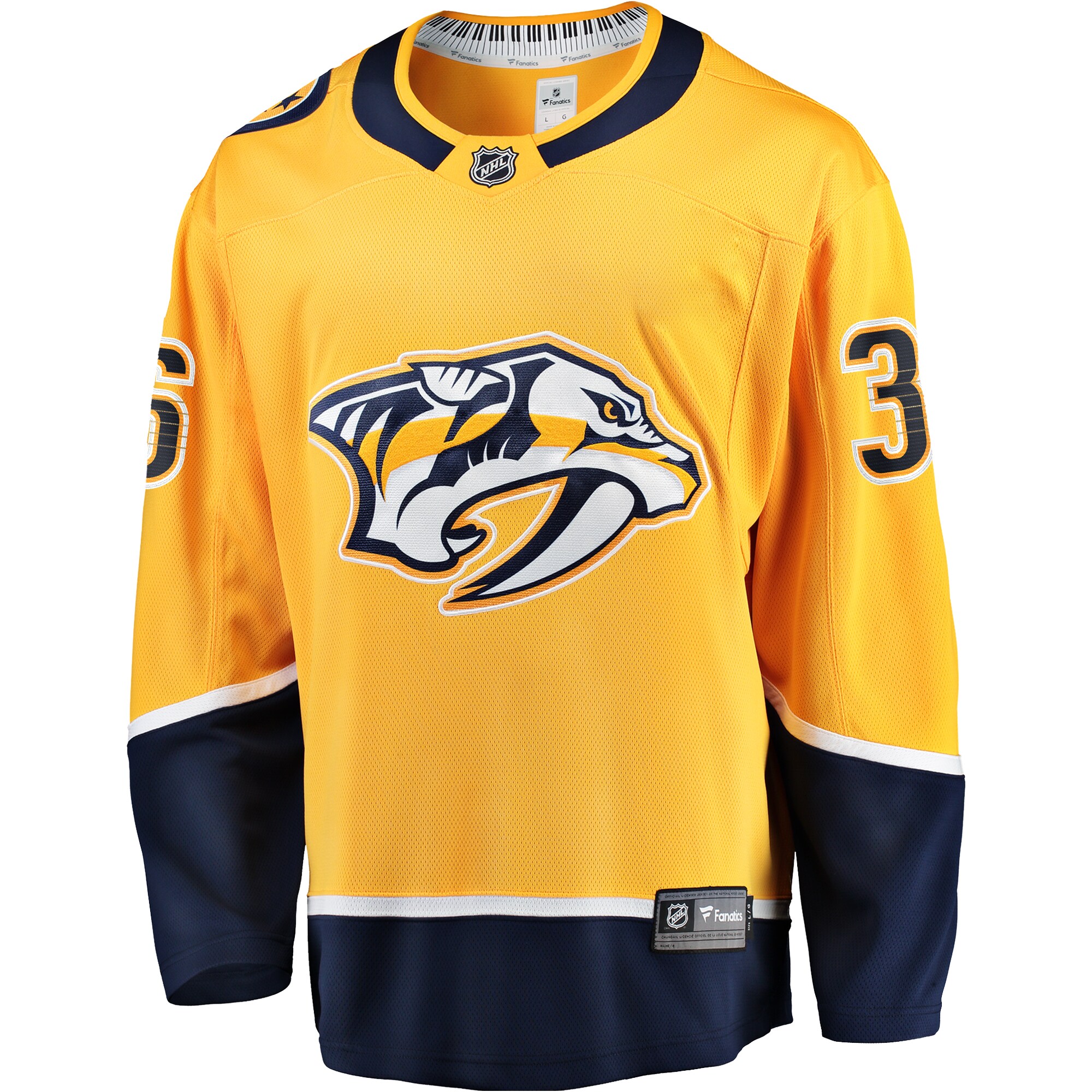 Alternative view of Men's Nashville Predators Cole Smith Gold Premier Breakaway Player Jersey - JS478 