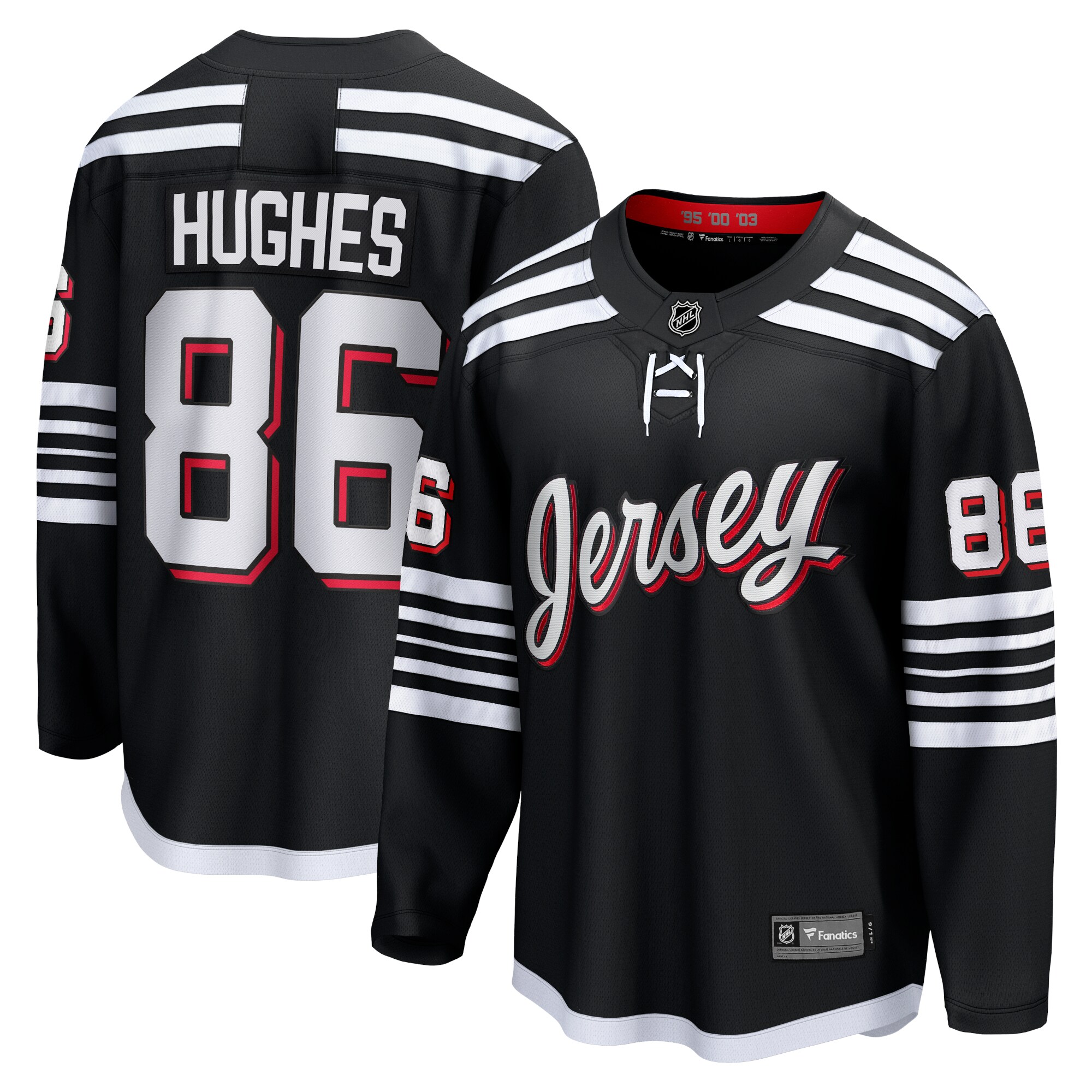 Men's New Jersey Devils Jack Hughes Black Alternate Premier Breakaway Player Jersey - JS563 