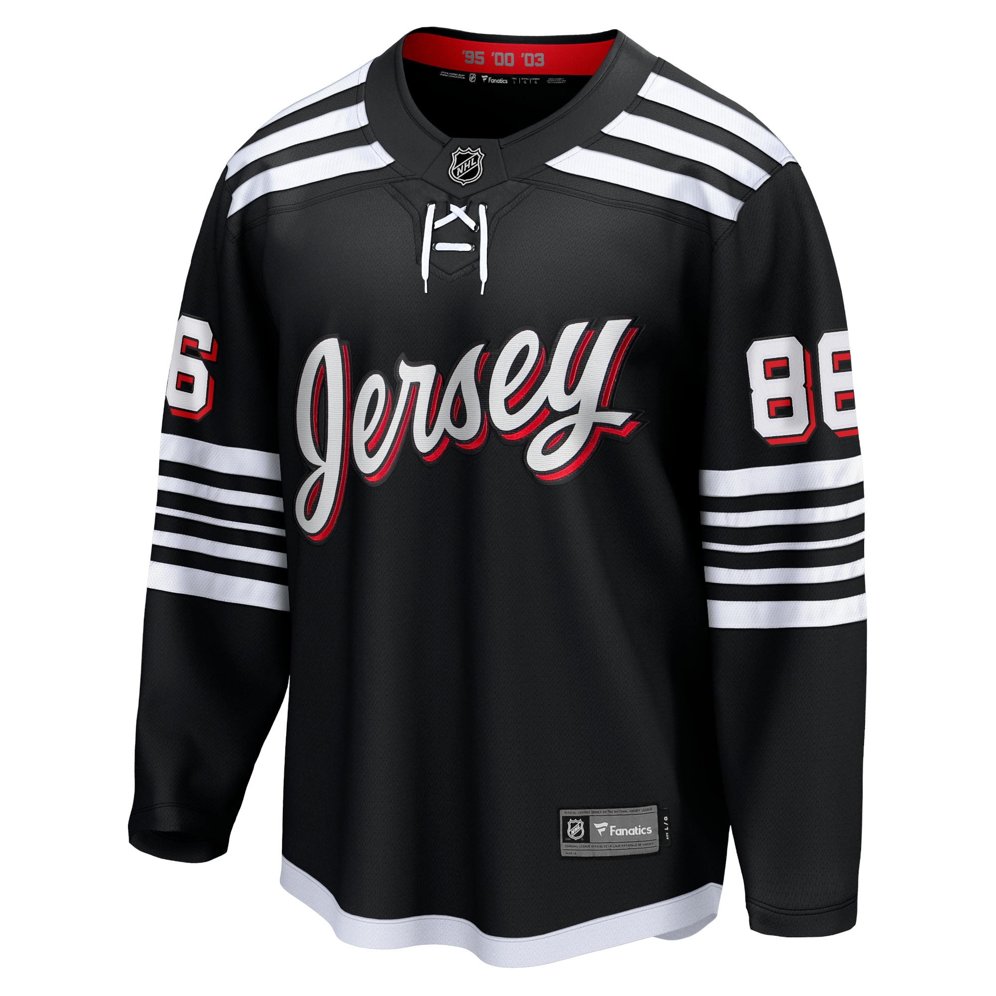 Alternative view of Men's New Jersey Devils Jack Hughes Black Alternate Premier Breakaway Player Jersey - JS563 