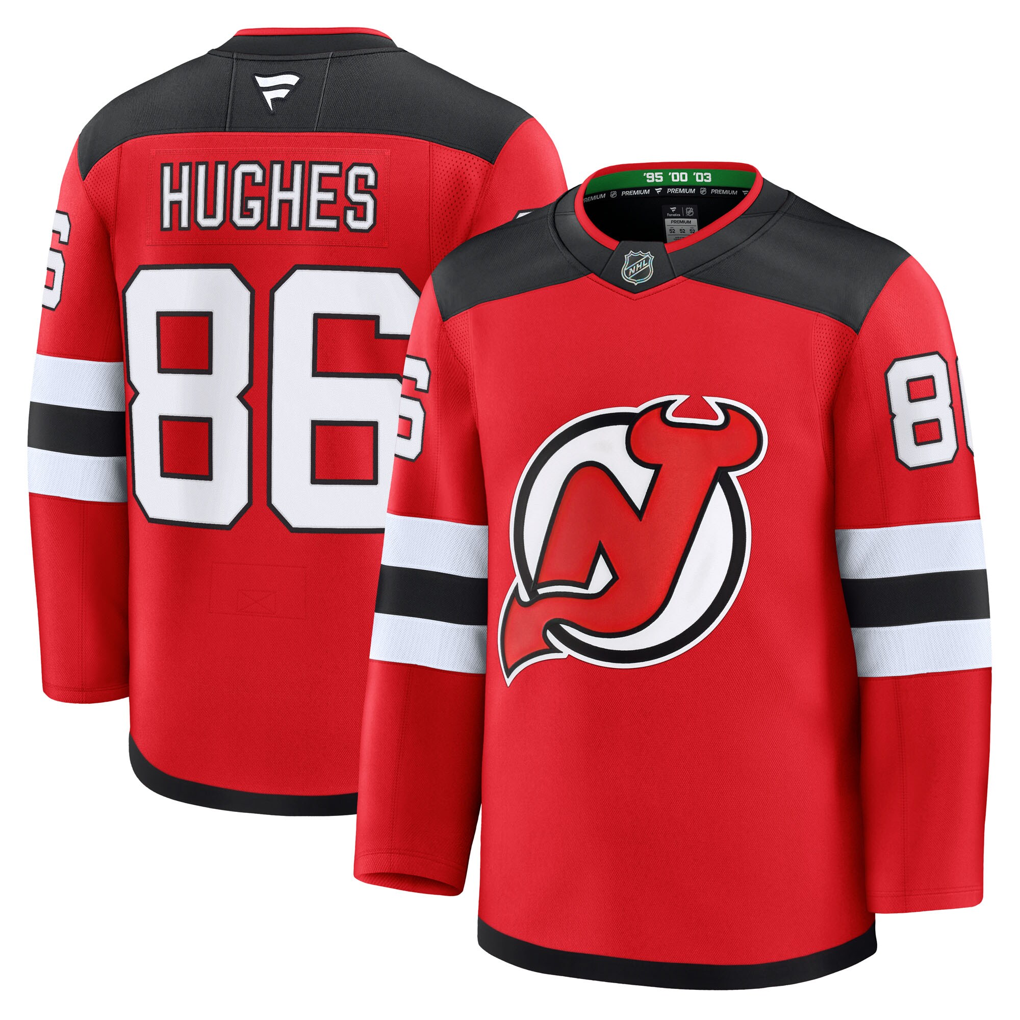 Men's New Jersey Devils Jack Hughes Red Home Premium Jersey - JS185 
