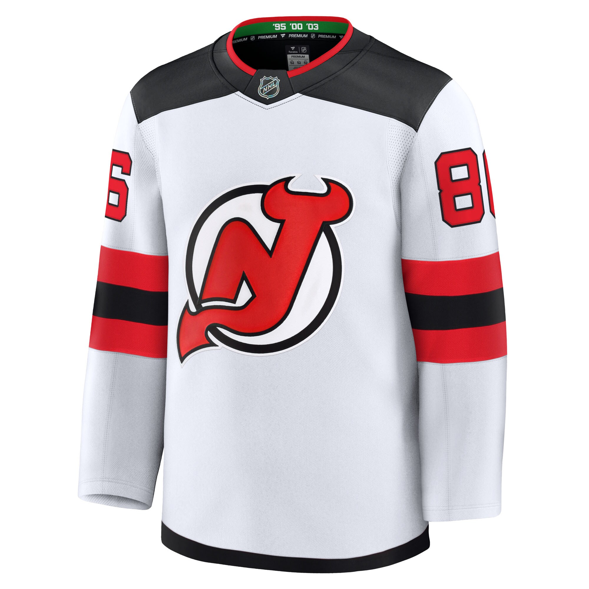 Alternative view of Men's New Jersey Devils Jack Hughes White Away Premium Jersey - JS336 