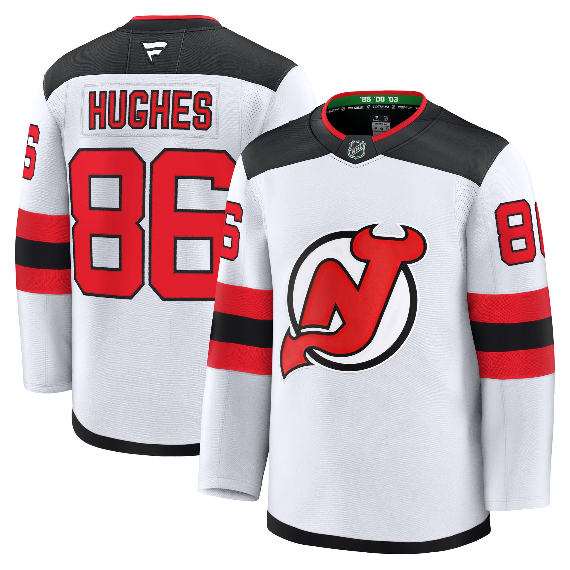 Men's New Jersey Devils Jack Hughes White Away Premium Jersey - JS951 