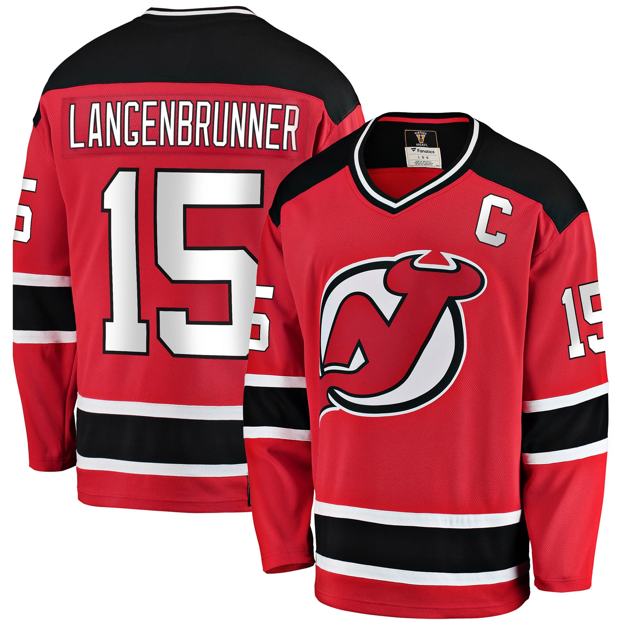 Men's New Jersey Devils Jamie Langenbrunner Red Premier Breakaway Retired Player Jersey - JS690 