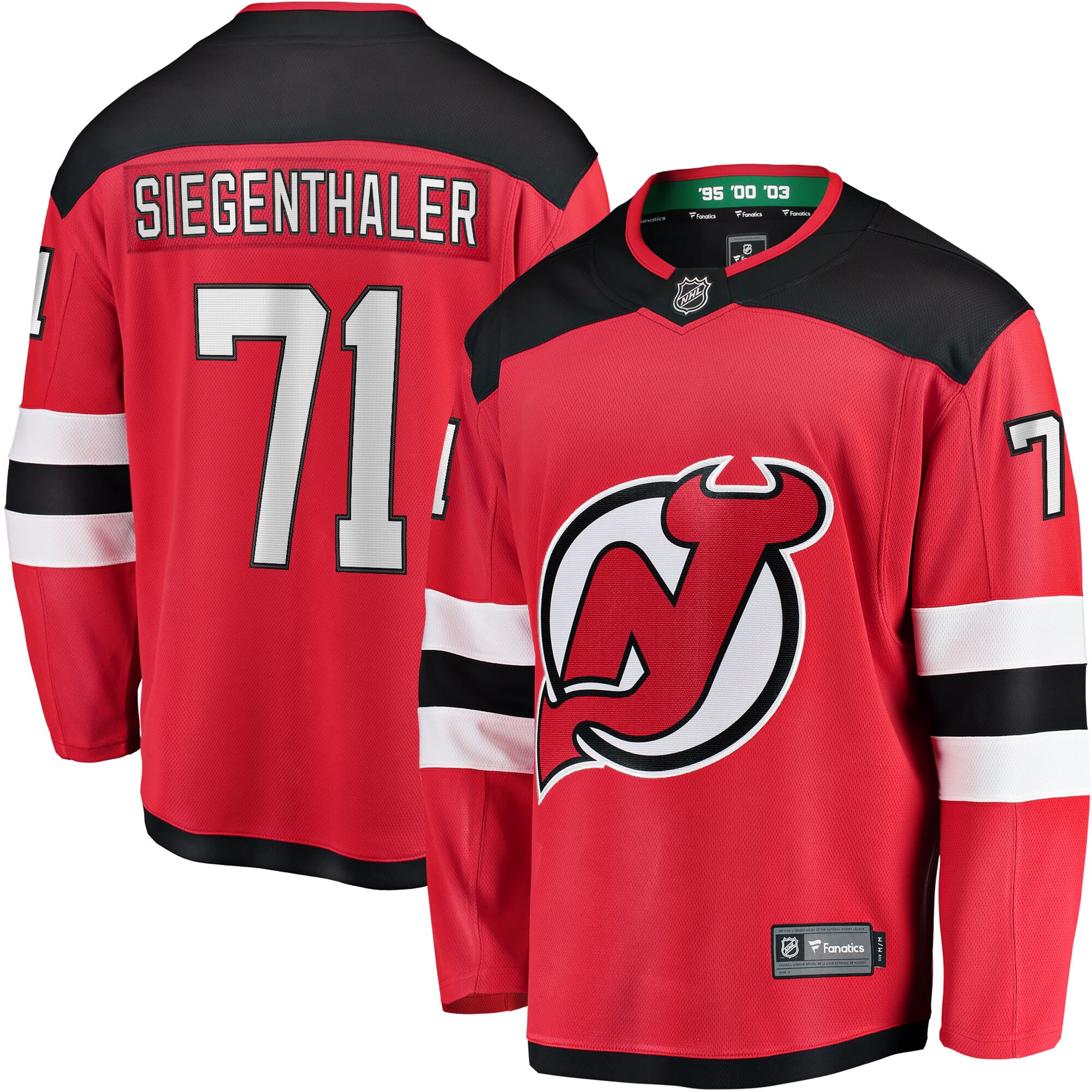 Men's New Jersey Devils Jonas Siegenthaler Red Home Breakaway Player Jersey - JS269 