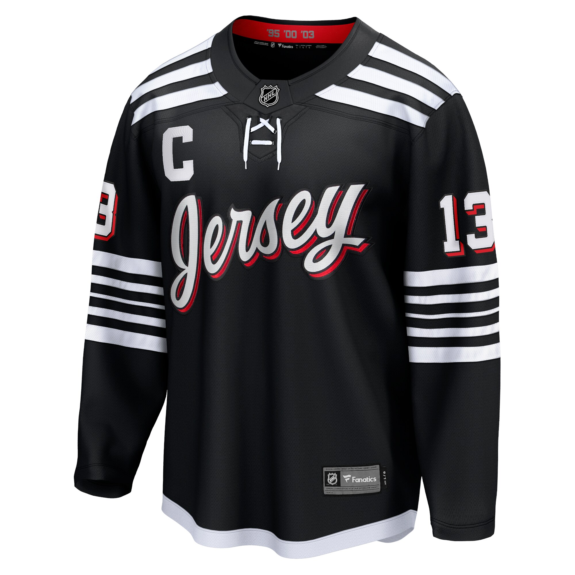 Alternative view of Men's New Jersey Devils Nico Hischier Black Alternate Premier Breakaway Player Jersey - JS527 