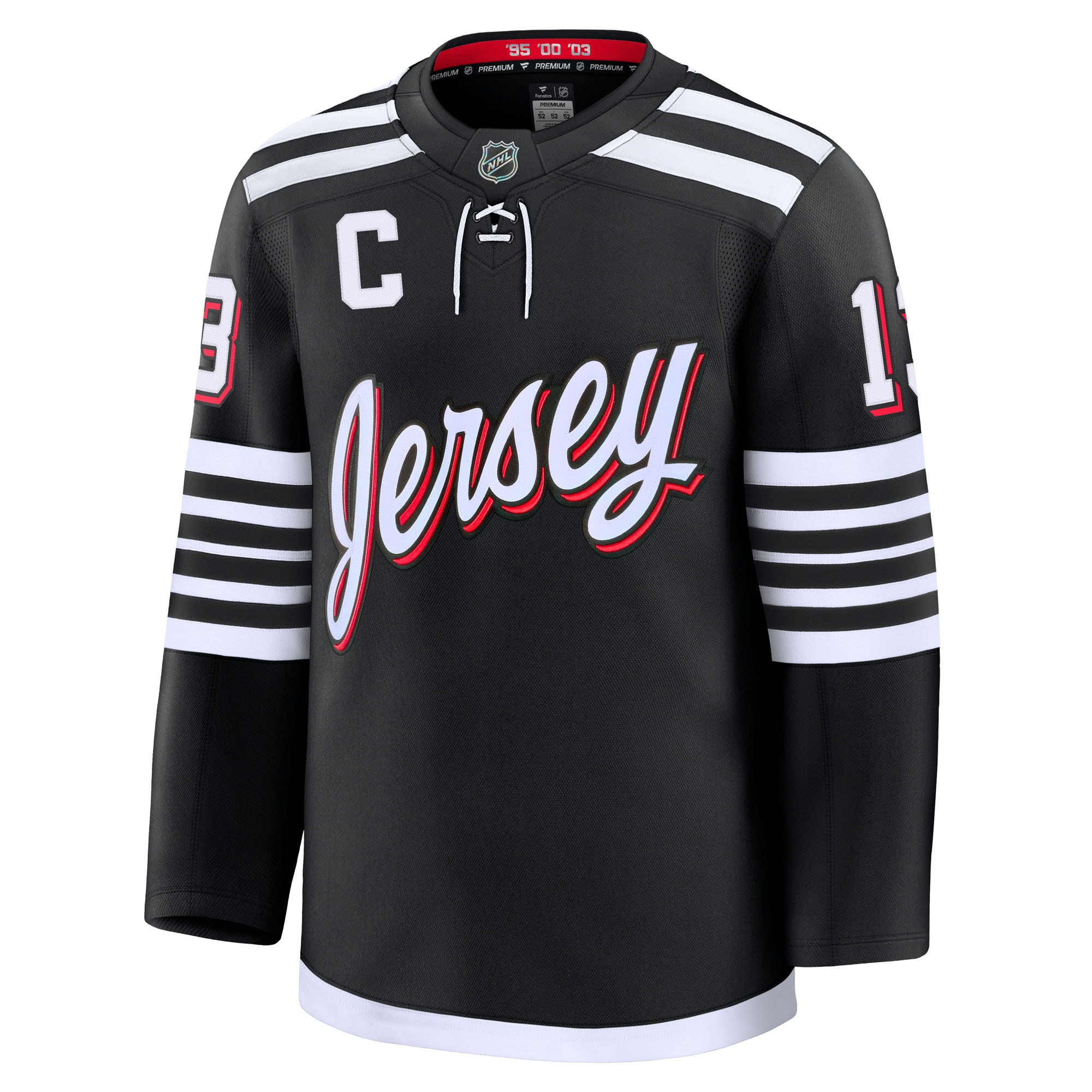 Alternative view of Men's New Jersey Devils Nico Hischier Black Alternate Premium Jersey - JS827 