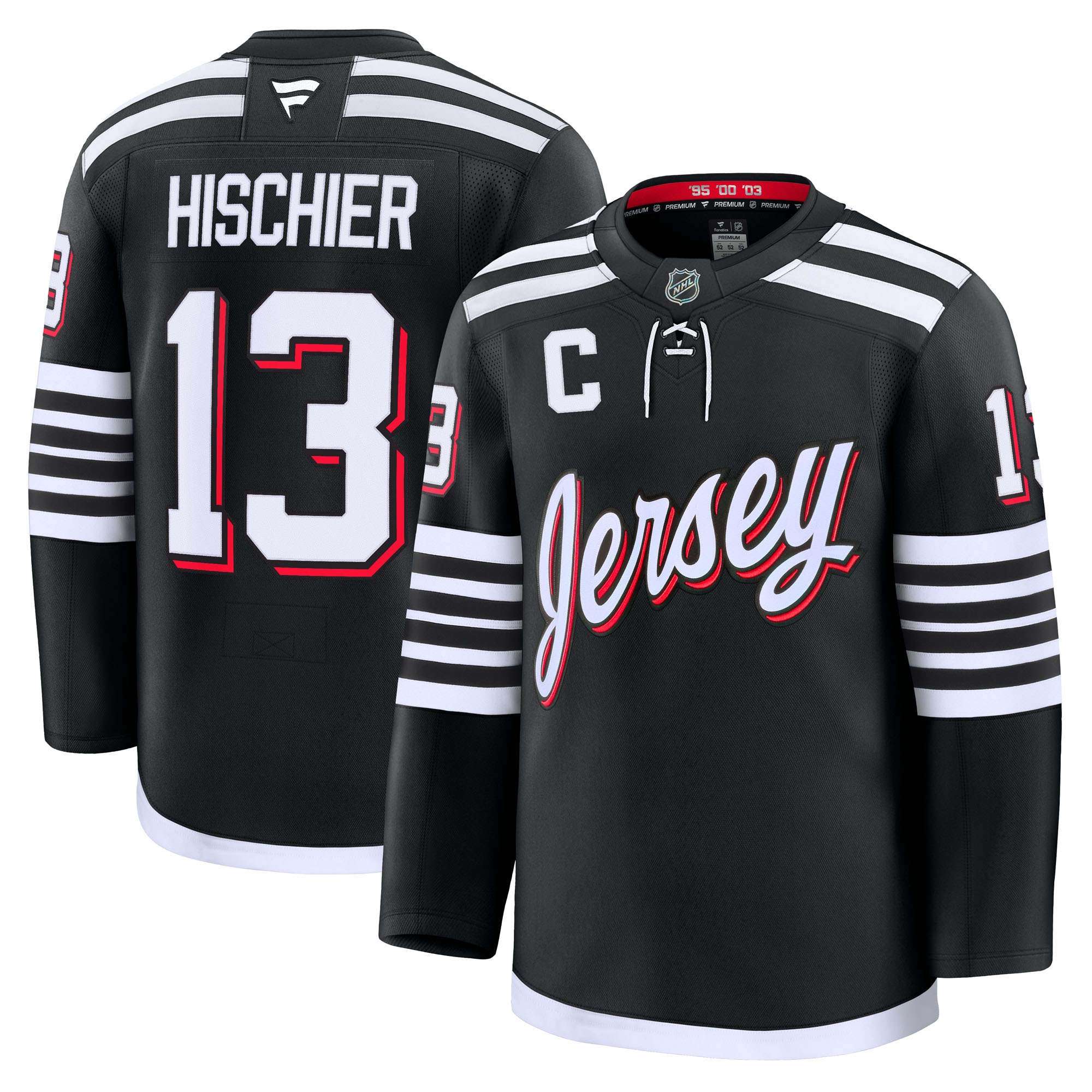 Men's New Jersey Devils Nico Hischier Black Alternate Premium Jersey - JS857 