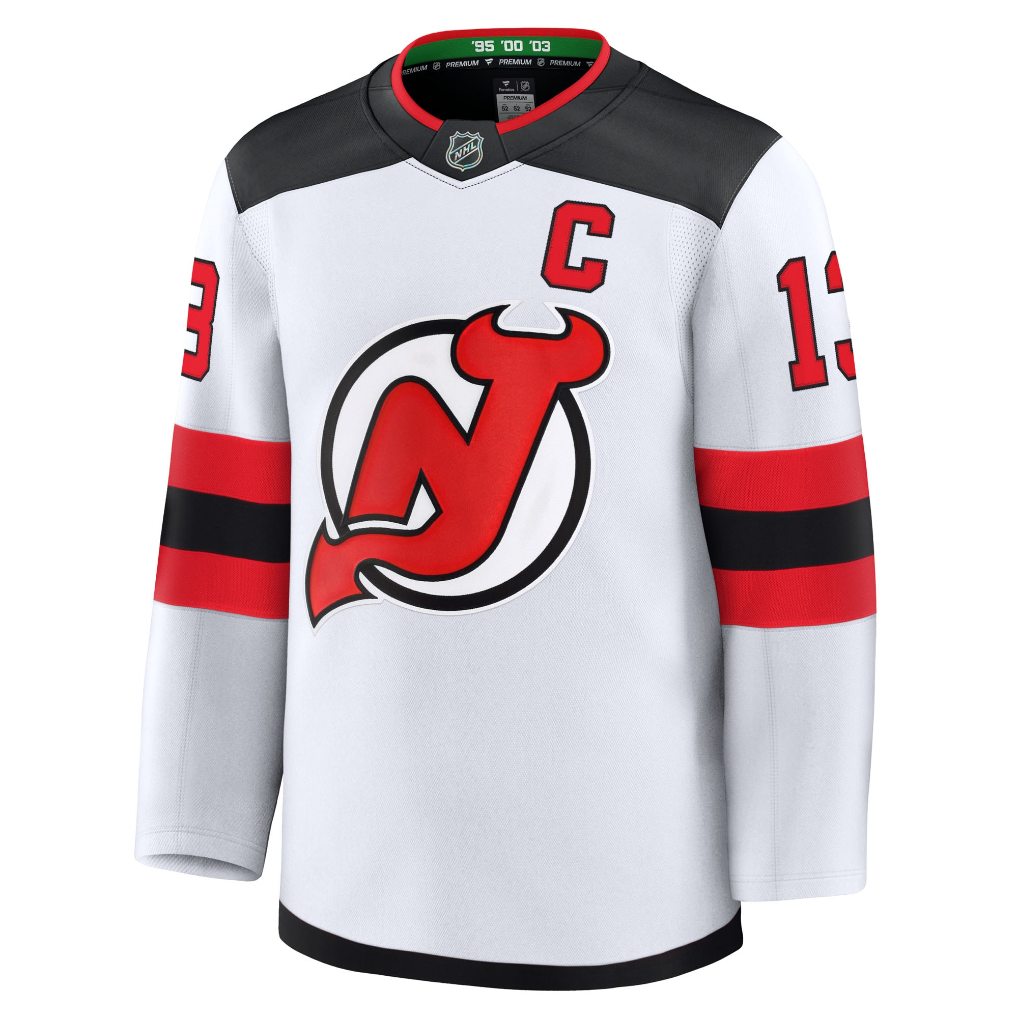Alternative view of Men's New Jersey Devils Nico Hischier White Away Premium Jersey - JS343 