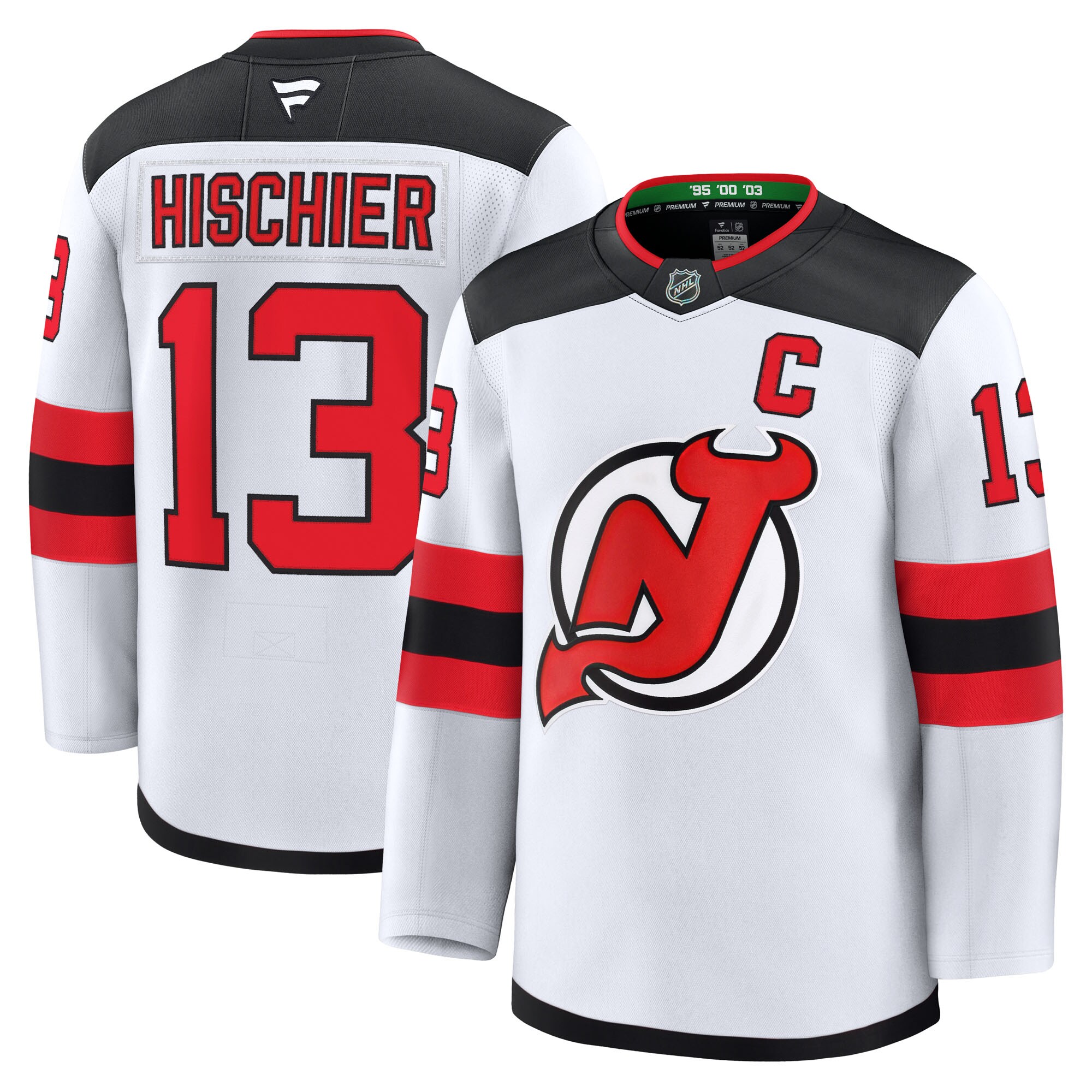 Men's New Jersey Devils Nico Hischier White Away Premium Jersey - JS760 