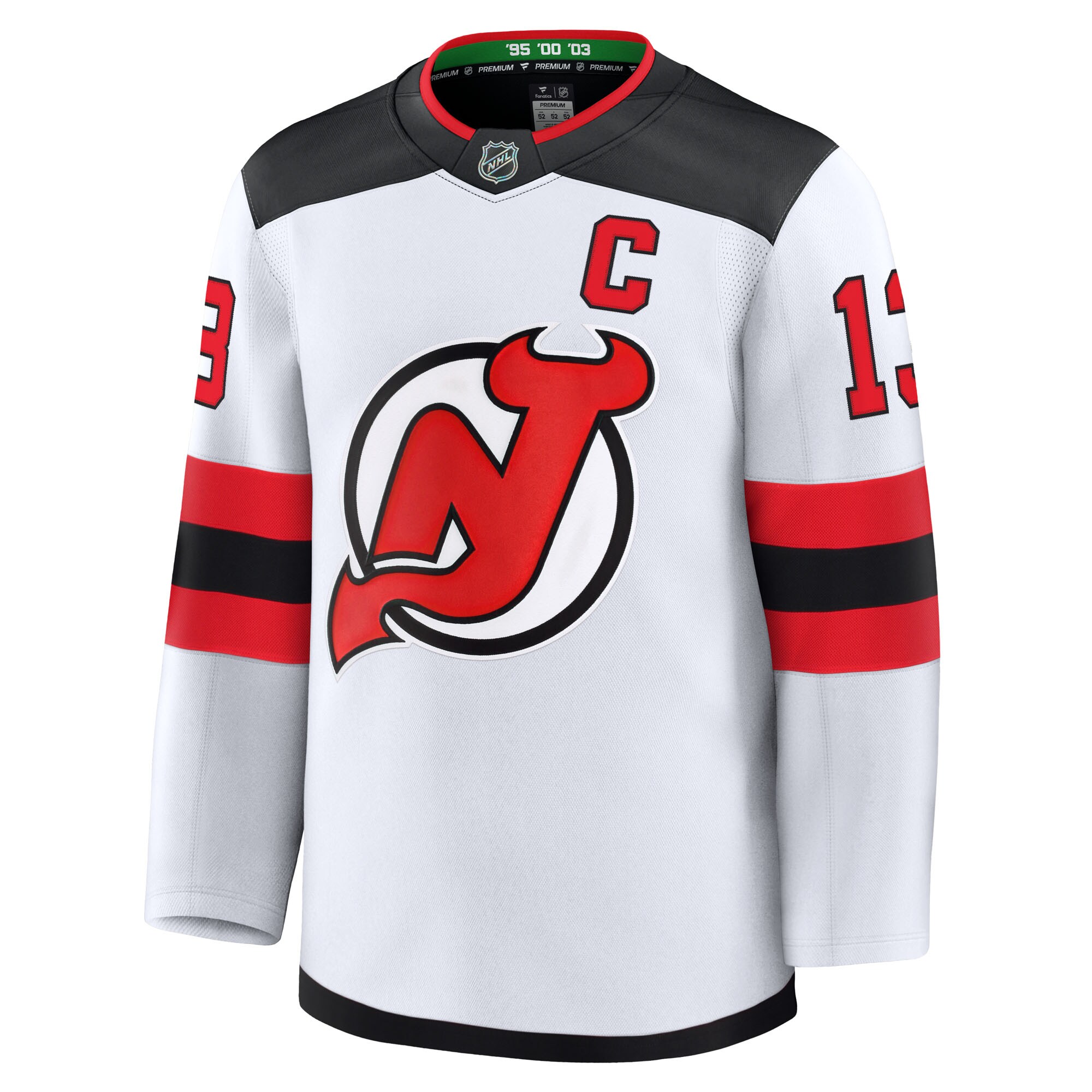 Alternative view of Men's New Jersey Devils Nico Hischier White Away Premium Jersey - JS760 