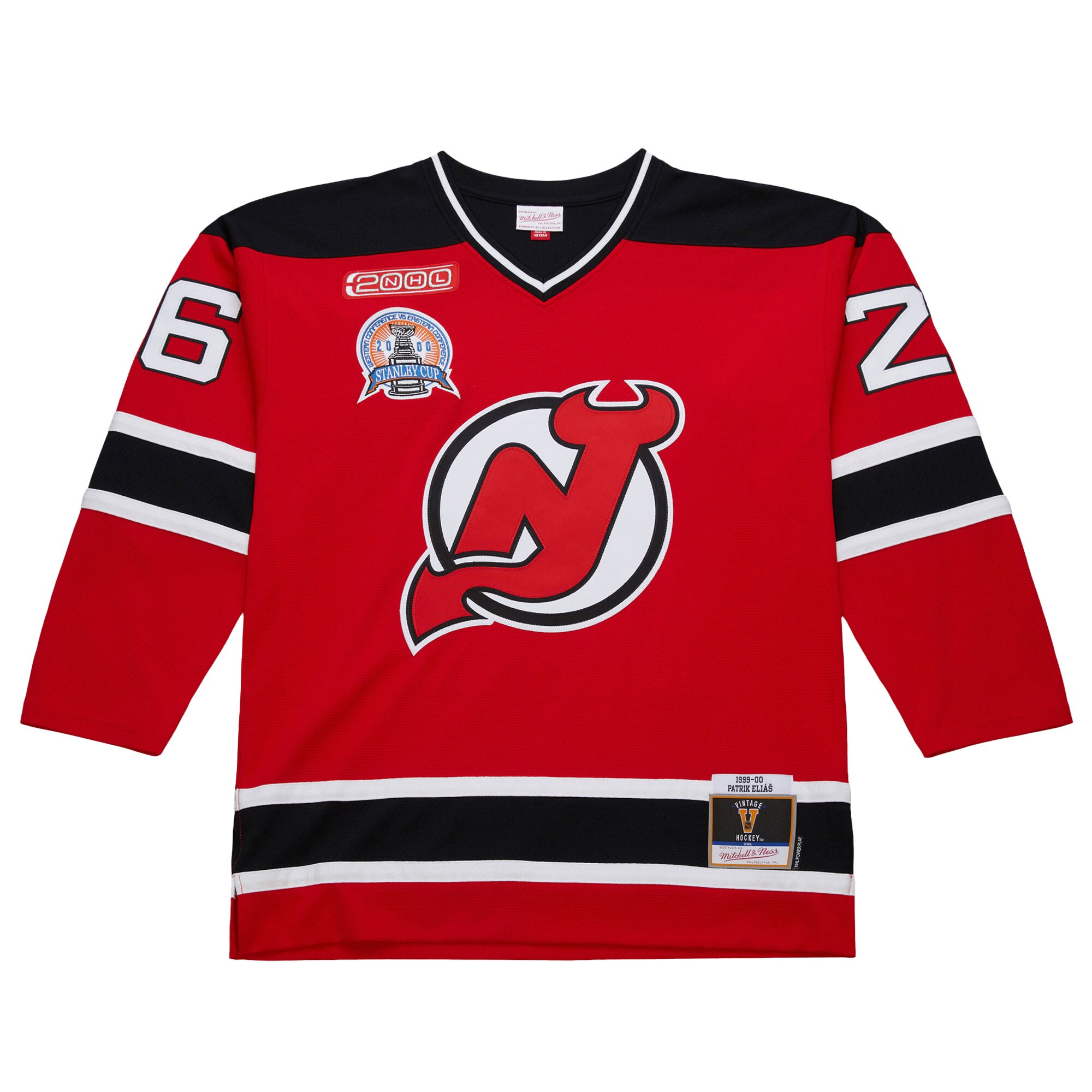 Alternative view of Men's New Jersey Devils Patrik Elias Red 1999-00 Power Play Jersey - JS431 