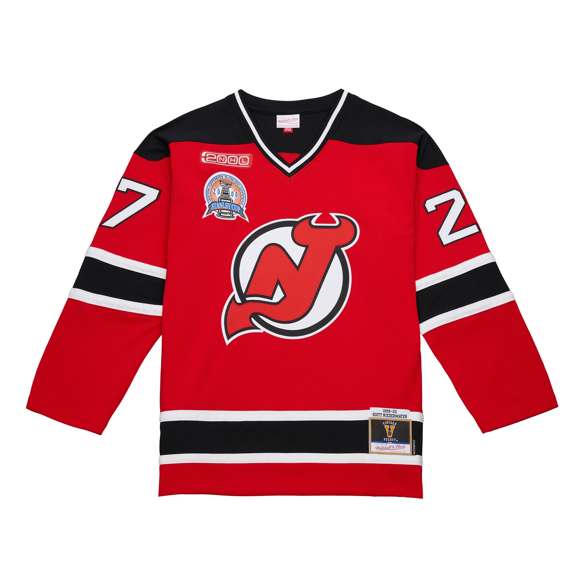 Alternative view of Men's New Jersey Devils Scott Niedermayer Mitchell & Ness Red Big & Tall 1999/00 Blue Line 2.0 Jersey - JS125 