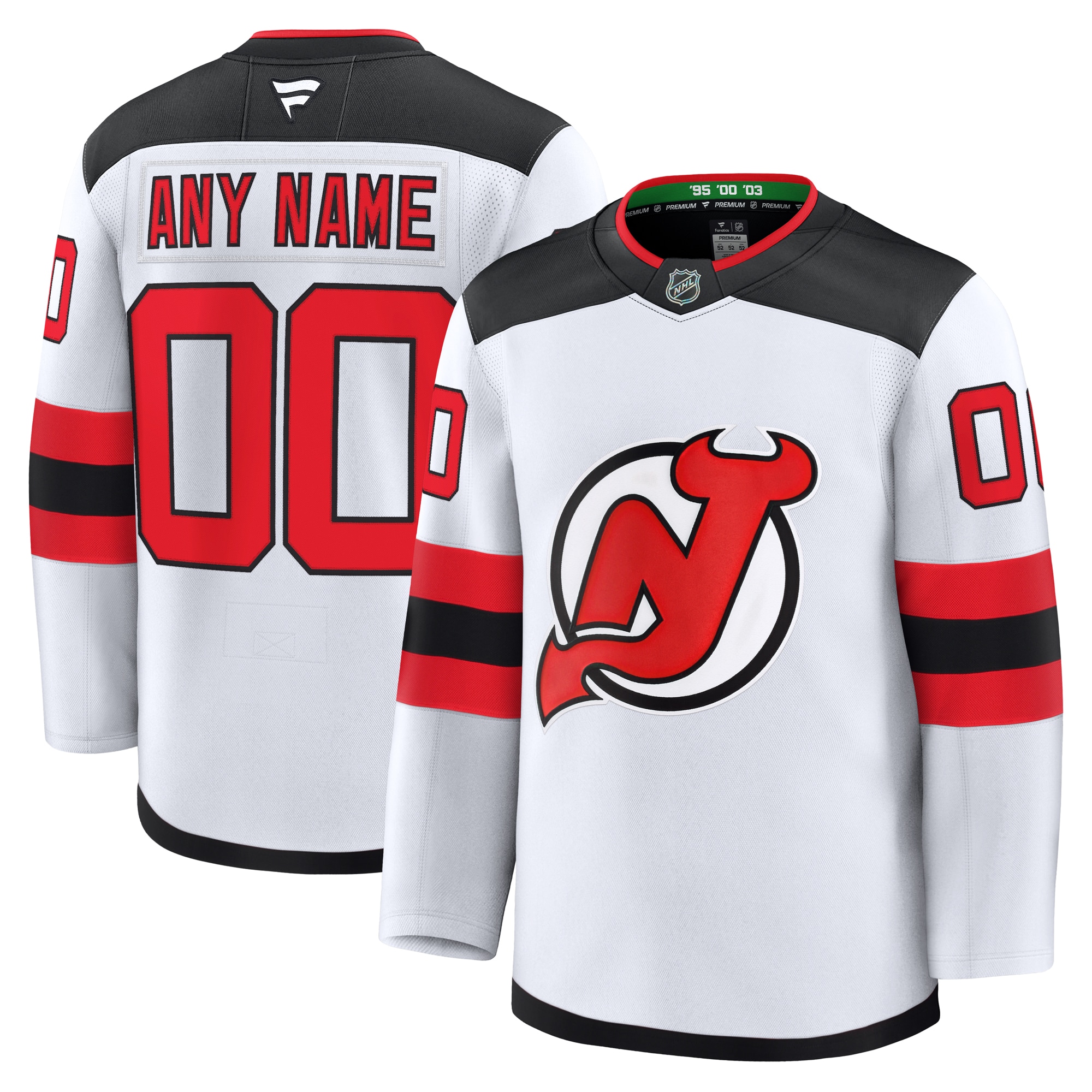 Men's New Jersey Devils White Away Premium Custom Jersey - JS506 