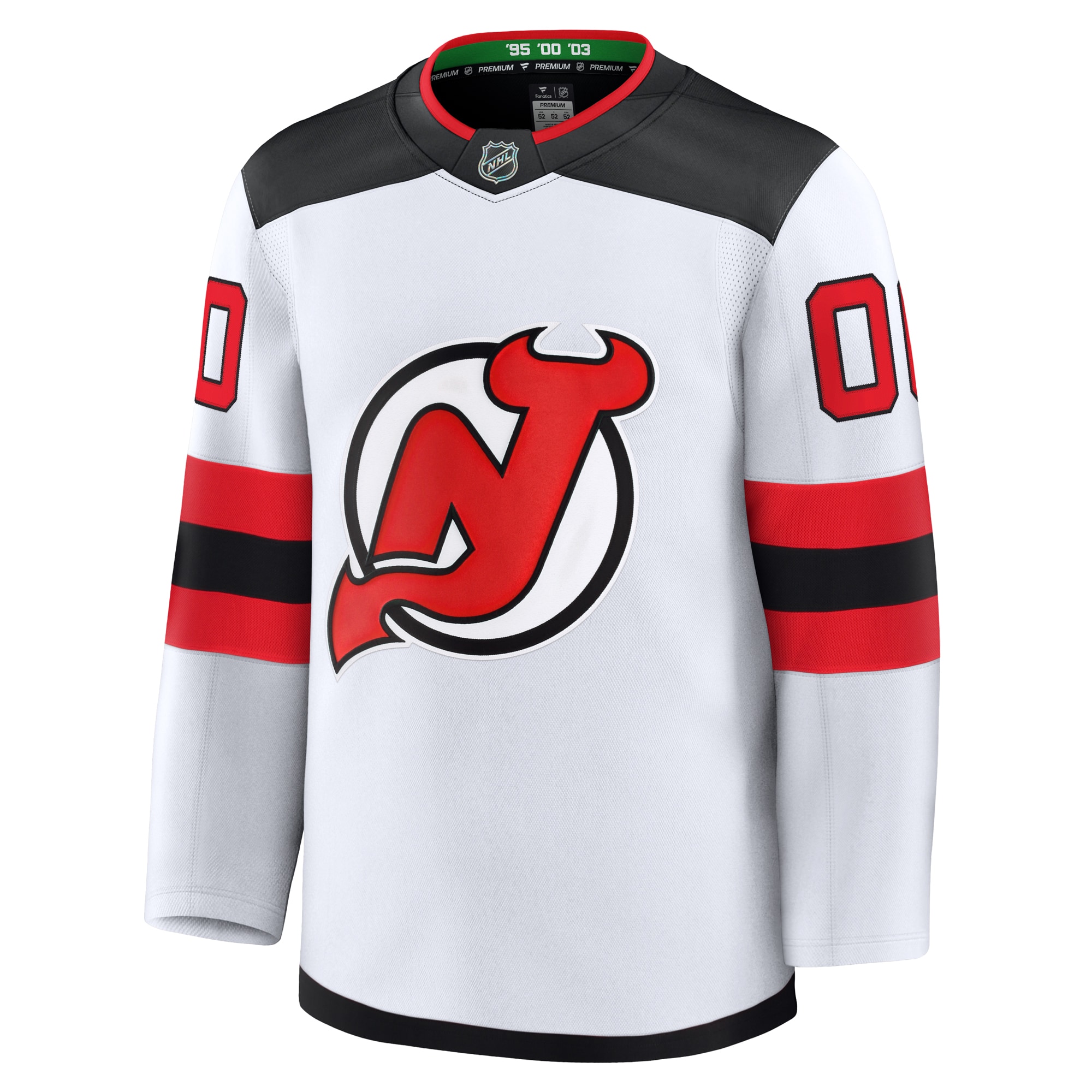 Alternative view of Men's New Jersey Devils White Away Premium Custom Jersey - JS506 