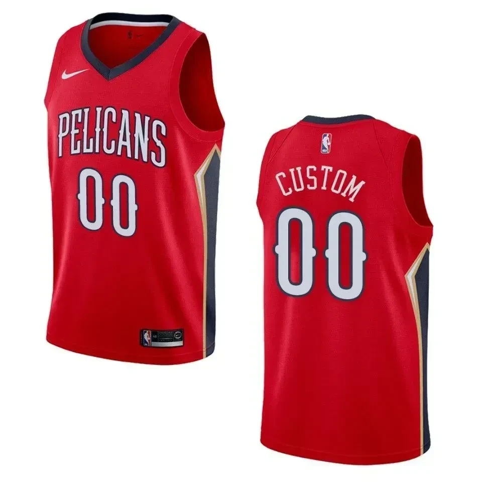 Men's New Orleans Pelicans 00 Custom Statement Swingman Jersey - Red - JS880 
