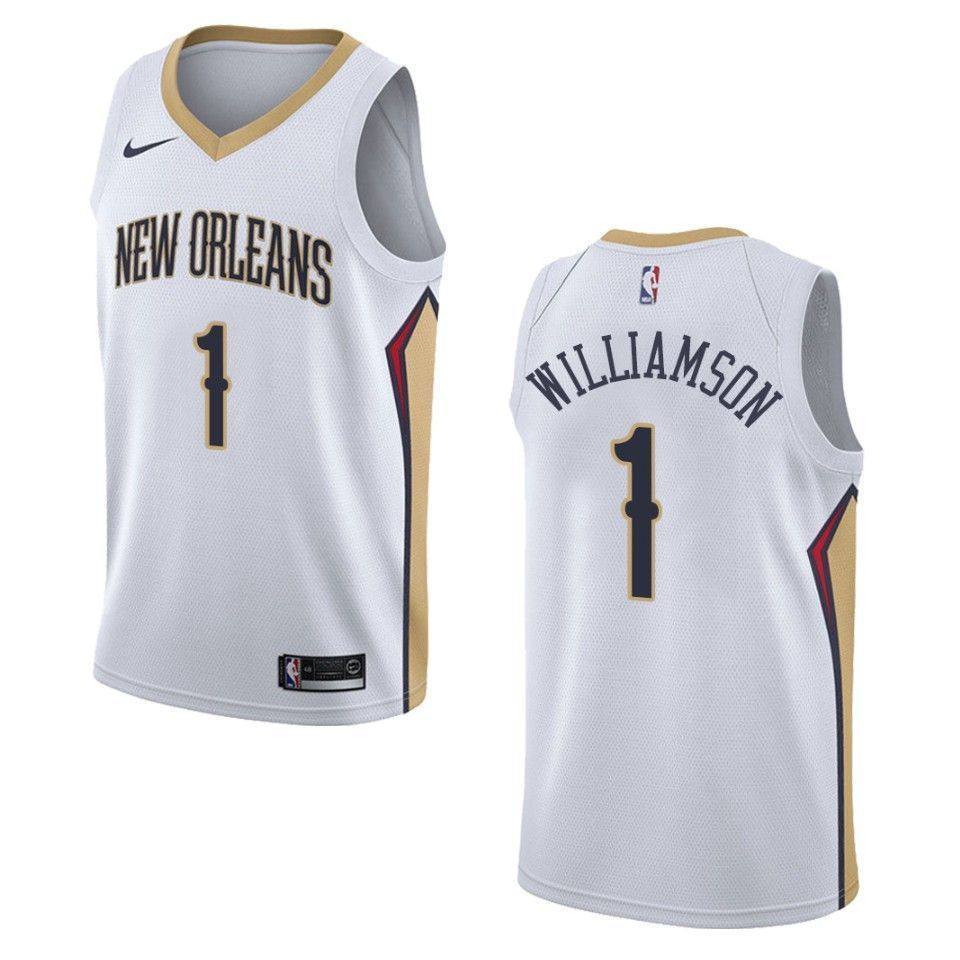 Men's New Orleans Pelicans 1 Zion Williamson Association Swingman Jersey - White - JS628 