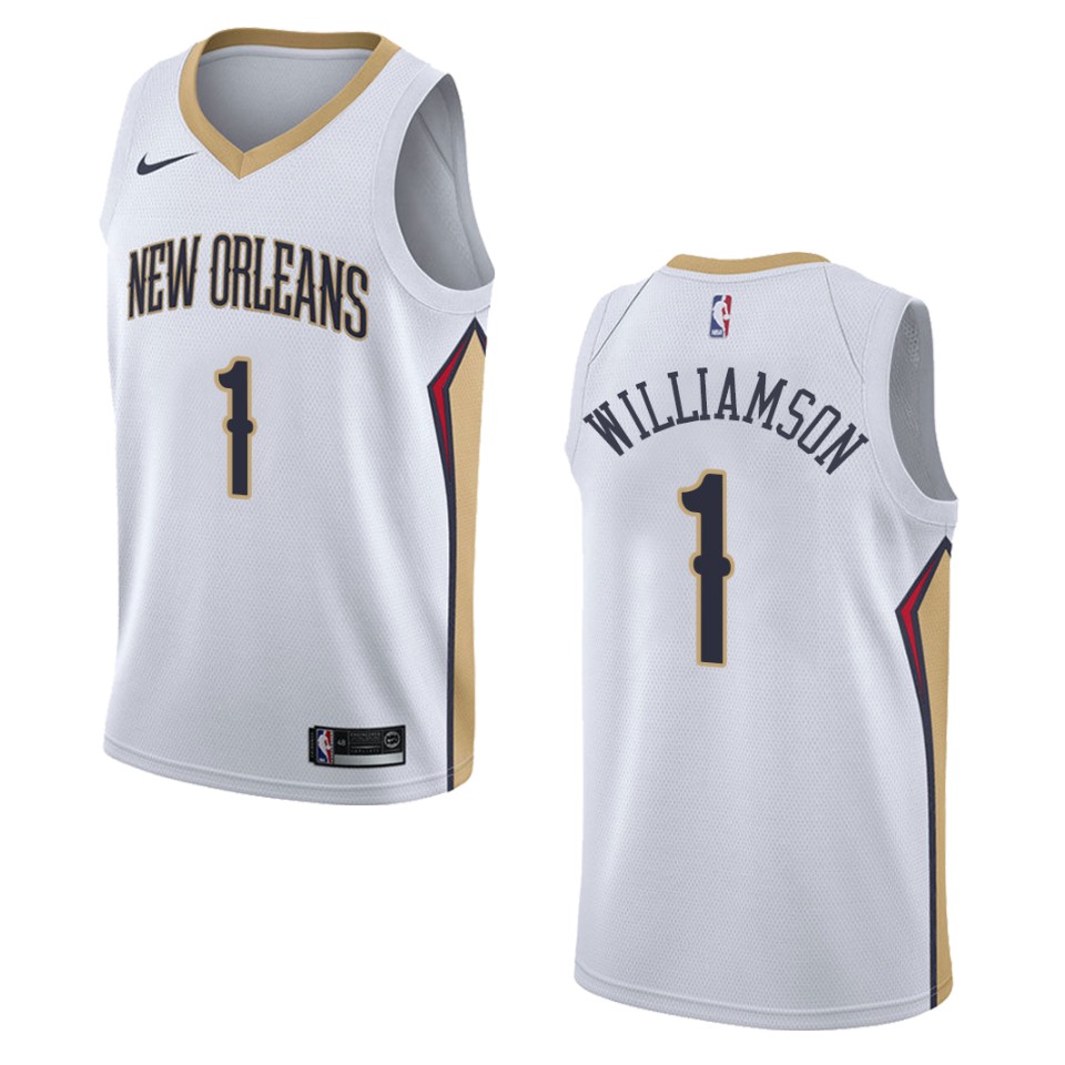 Men's New Orleans Pelicans #1 Zion Williamson Association Swingman Jersey - White